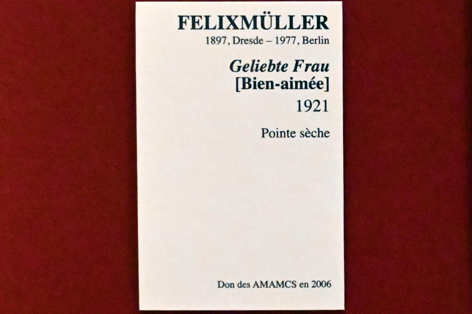 Conrad Felixmüller (1917–1930), Geliebte Frau, Straßburg, Musée d’Art moderne et contemporain, Saal 22, 1921, Bild 3/4