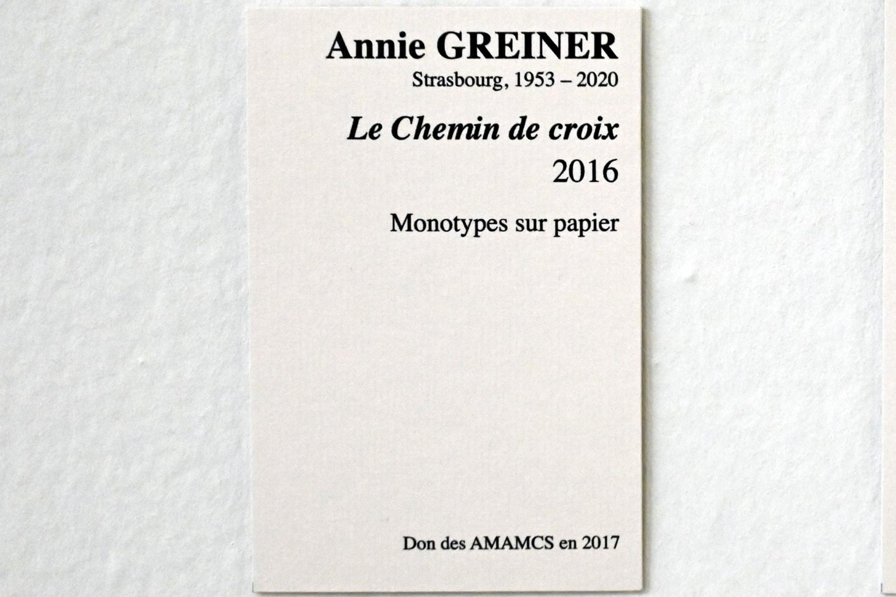 Annie Greiner (2016), Kreuzweg, Straßburg, Musée d’Art moderne et contemporain, Saal 24, 2016, Bild 7/8