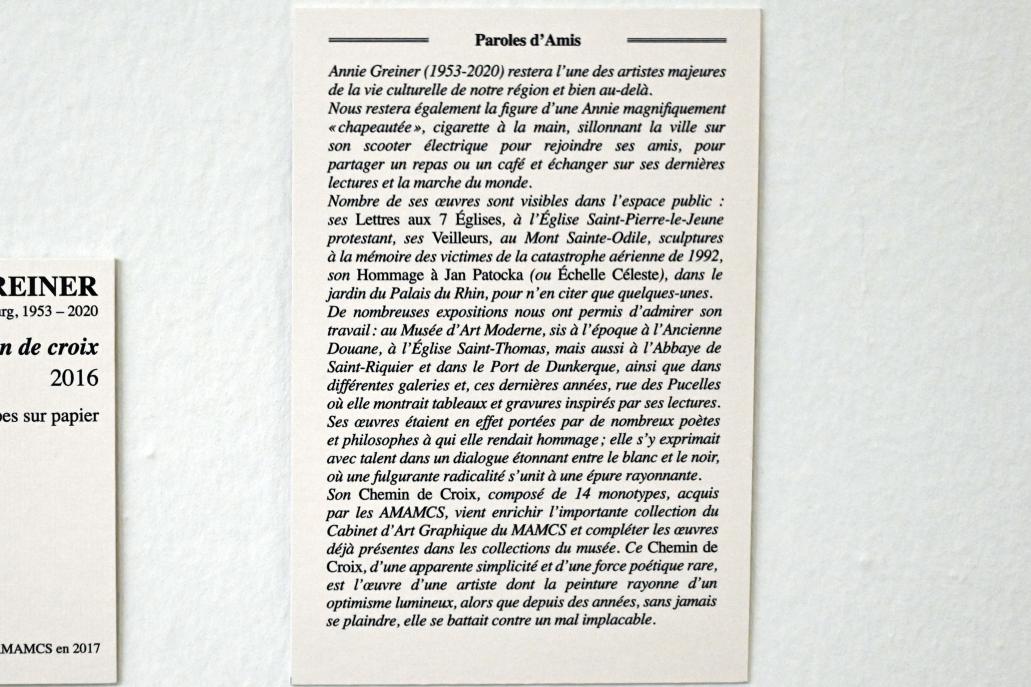Annie Greiner (2016), Kreuzweg, Straßburg, Musée d’Art moderne et contemporain, Saal 24, 2016, Bild 8/8