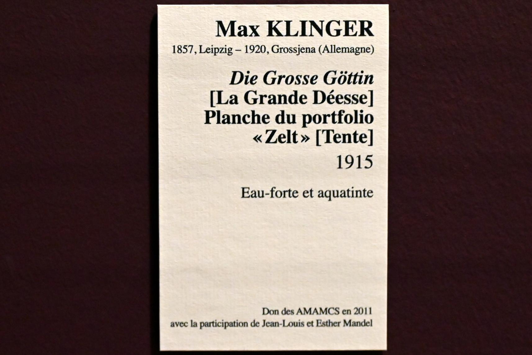 Max Klinger (1878–1915), Die Grosse Göttin, Straßburg, Musée d’Art moderne et contemporain, Saal 25, 1915, Bild 3/3