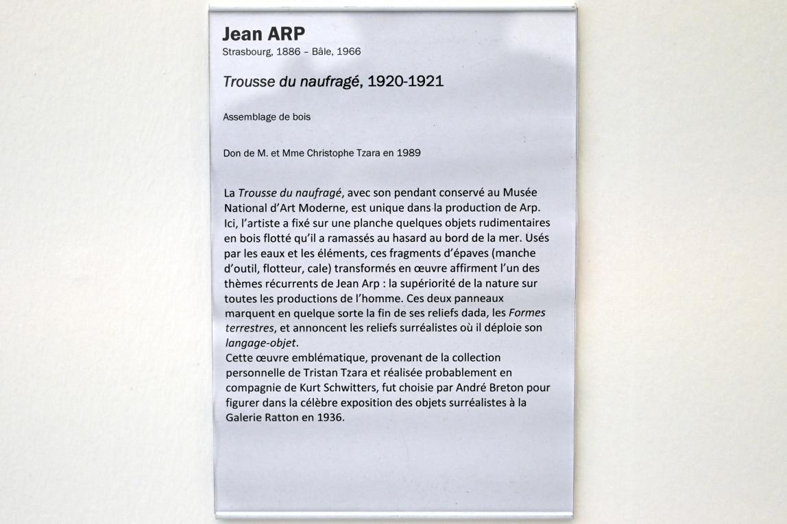 Hans (Jean) Arp (1914–1965), Ausrüstung für einen Schiffbrüchigen, Straßburg, Musée d’Art moderne et contemporain, Saal Obergeschoß 1, 1920–1921, Bild 2/2