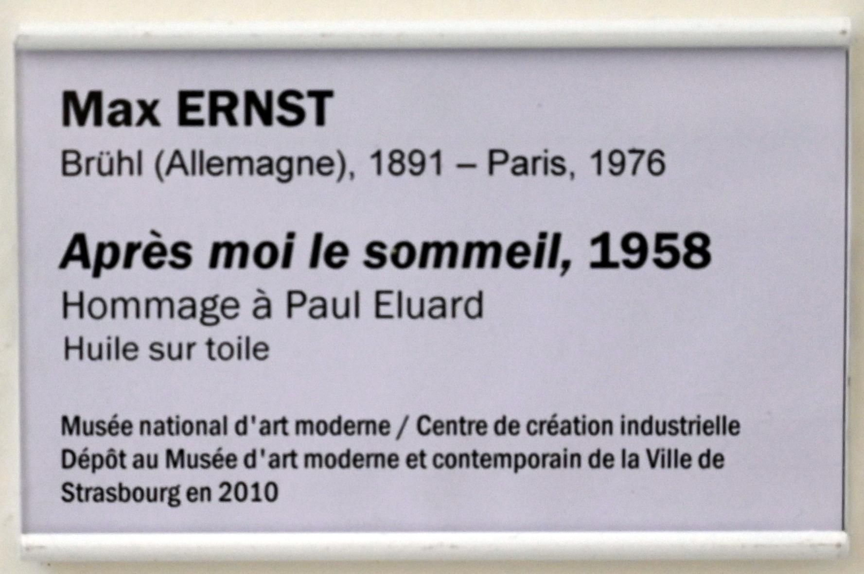 Max Ernst (1912–1970), Nachdem ich geschlafen habe, Straßburg, Musée d’Art moderne et contemporain, Saal Obergeschoß 2, 1958, Bild 2/2