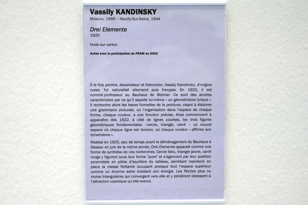 Wassily Kandinsky (1900–1943), Drei Elemente, Straßburg, Musée d’Art moderne et contemporain, Saal Obergeschoß 5, 1925, Bild 2/2