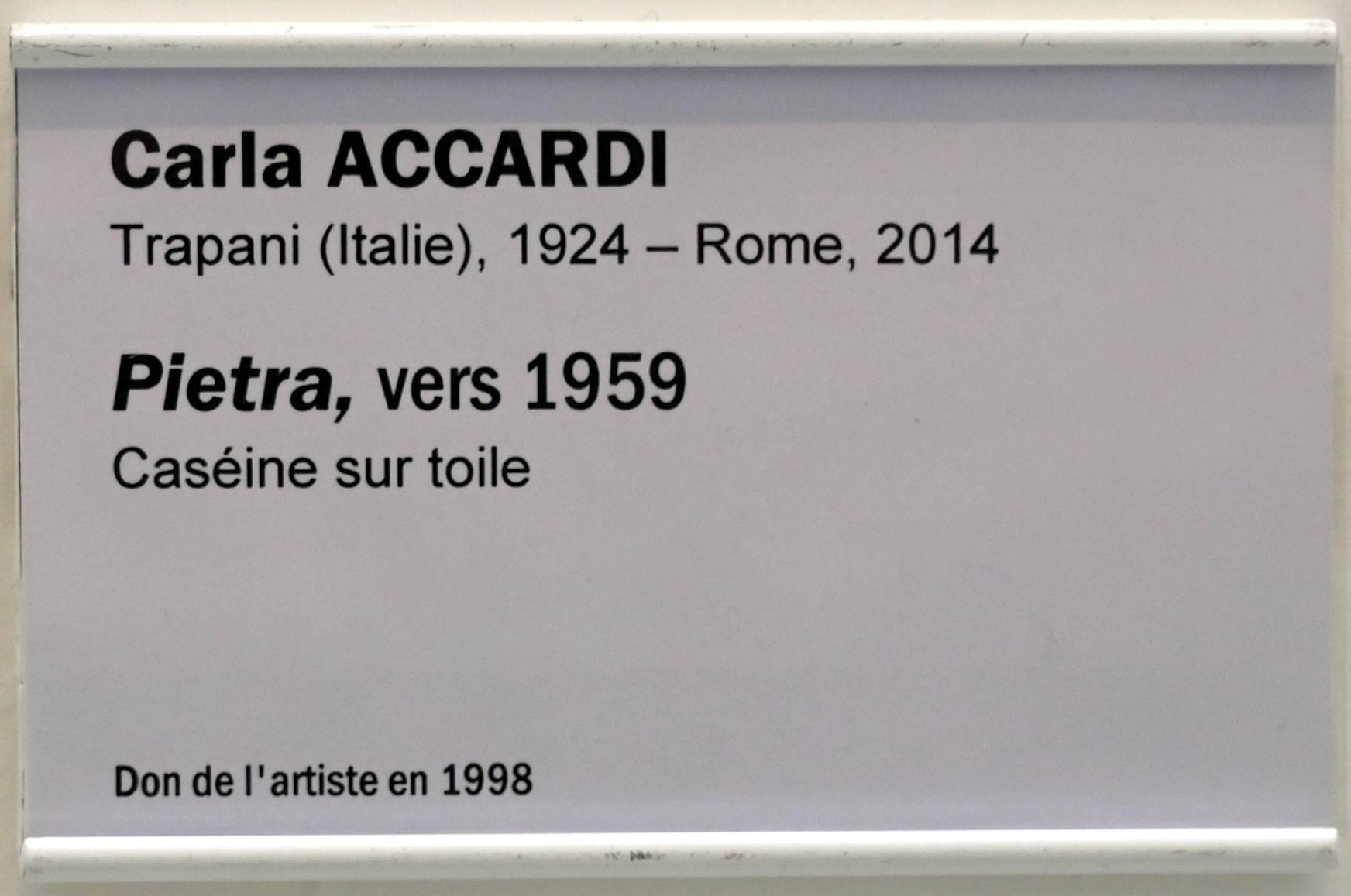 Carla Accardi (1955–1959), Stein, Straßburg, Musée d’Art moderne et contemporain, Saal Obergeschoß 5, um 1959, Bild 2/2