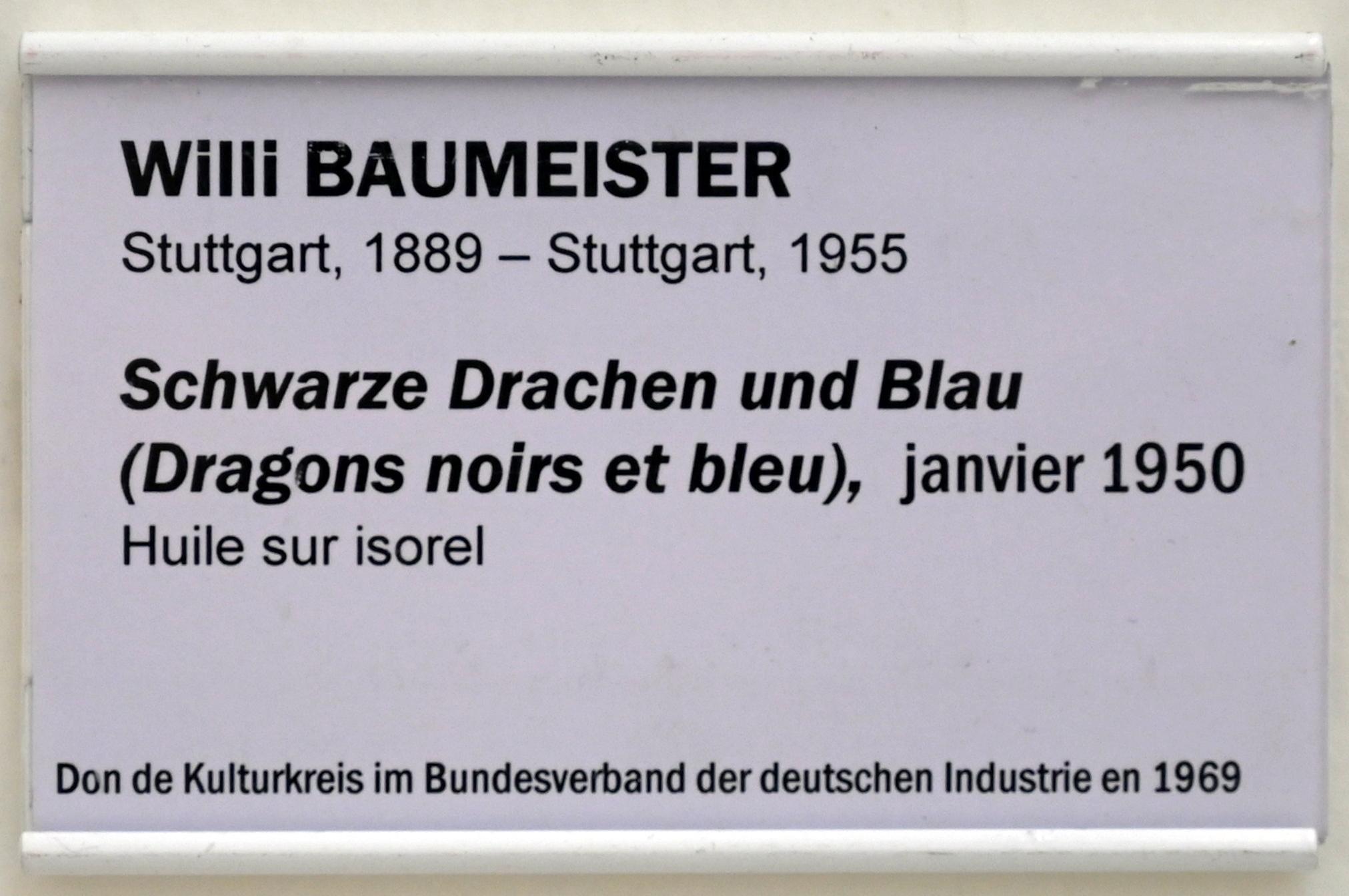 Willi Baumeister (1913–1955), Schwarze Drachen und Blau, Straßburg, Musée d’Art moderne et contemporain, Saal Obergeschoß 5, 1950, Bild 2/2