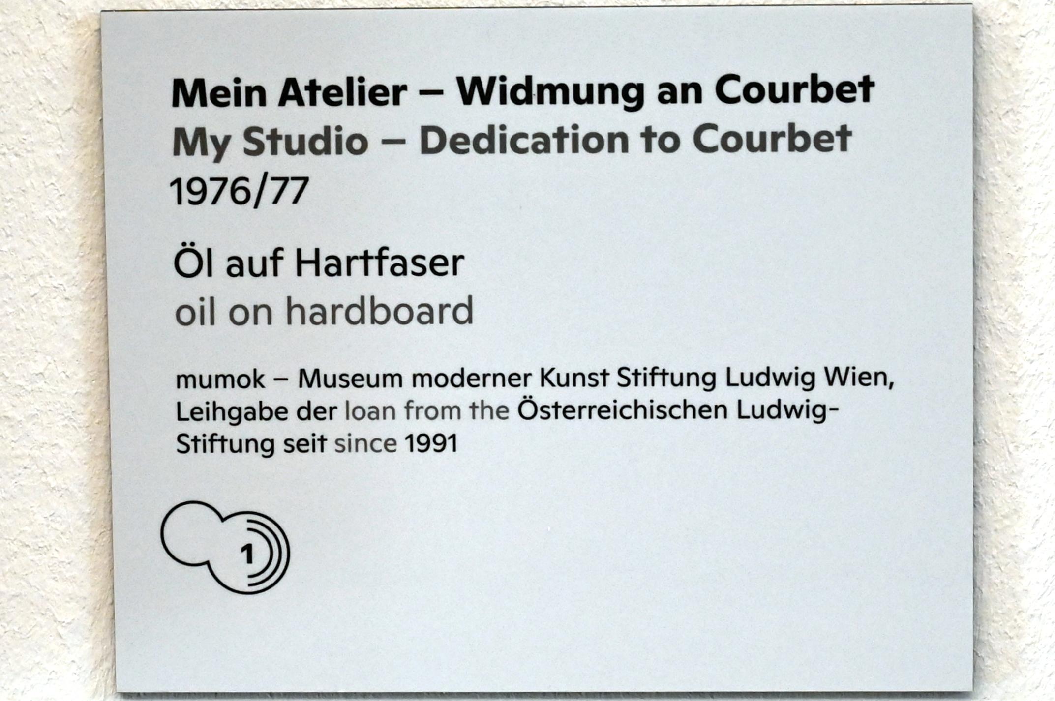 Willi Sitte (1938–2002), Mein Atelier - Widmung an Courbet, Halle (Saale), Kunstmuseum Moritzburg, Ausstellung "Sittes Welt" vom 03.10.2021 - 06.02.2022, Saal 1, 1976–1977, Bild 2/3