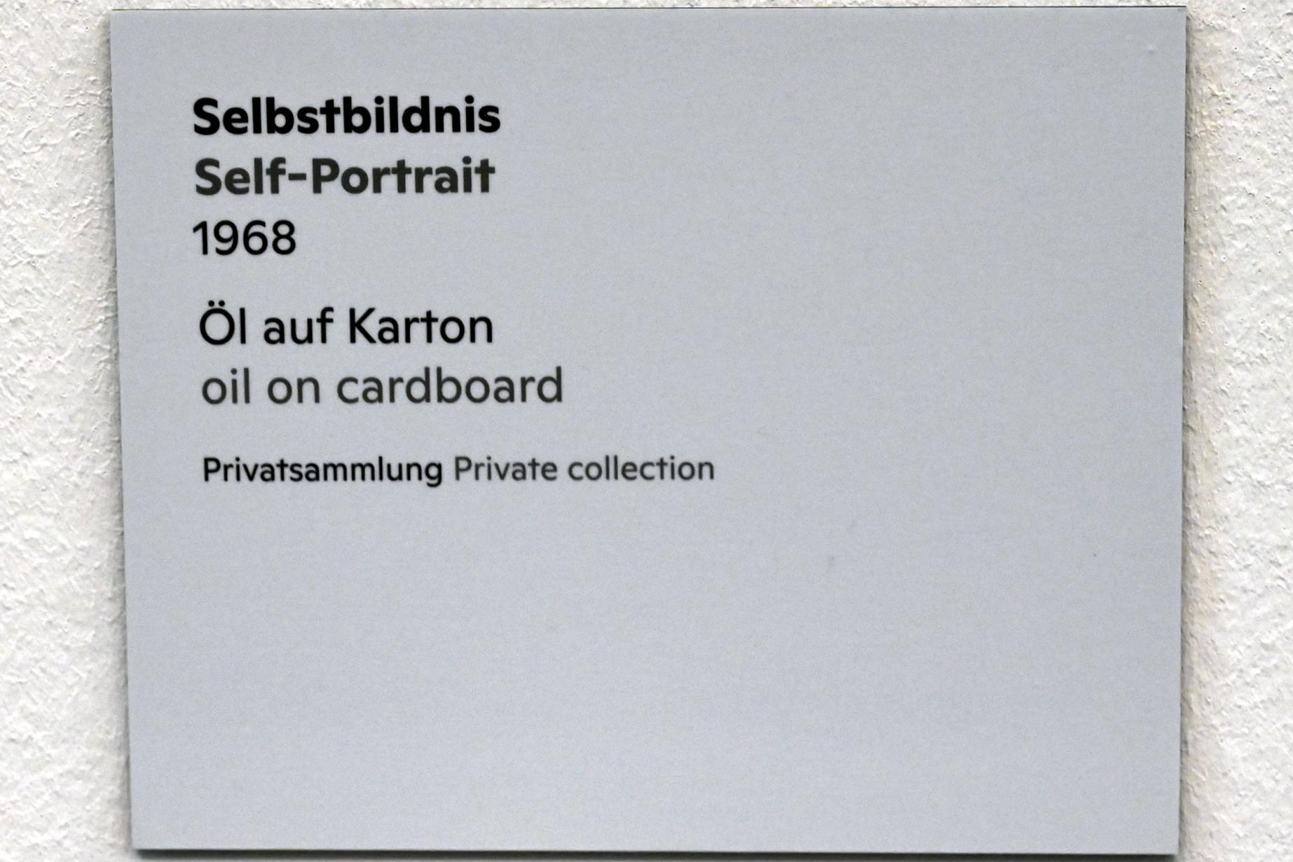 Willi Sitte (1938–2002), Selbstbildnis, Halle (Saale), Kunstmuseum Moritzburg, Ausstellung "Sittes Welt" vom 03.10.2021 - 06.02.2022, Saal 1, 1968, Bild 2/2