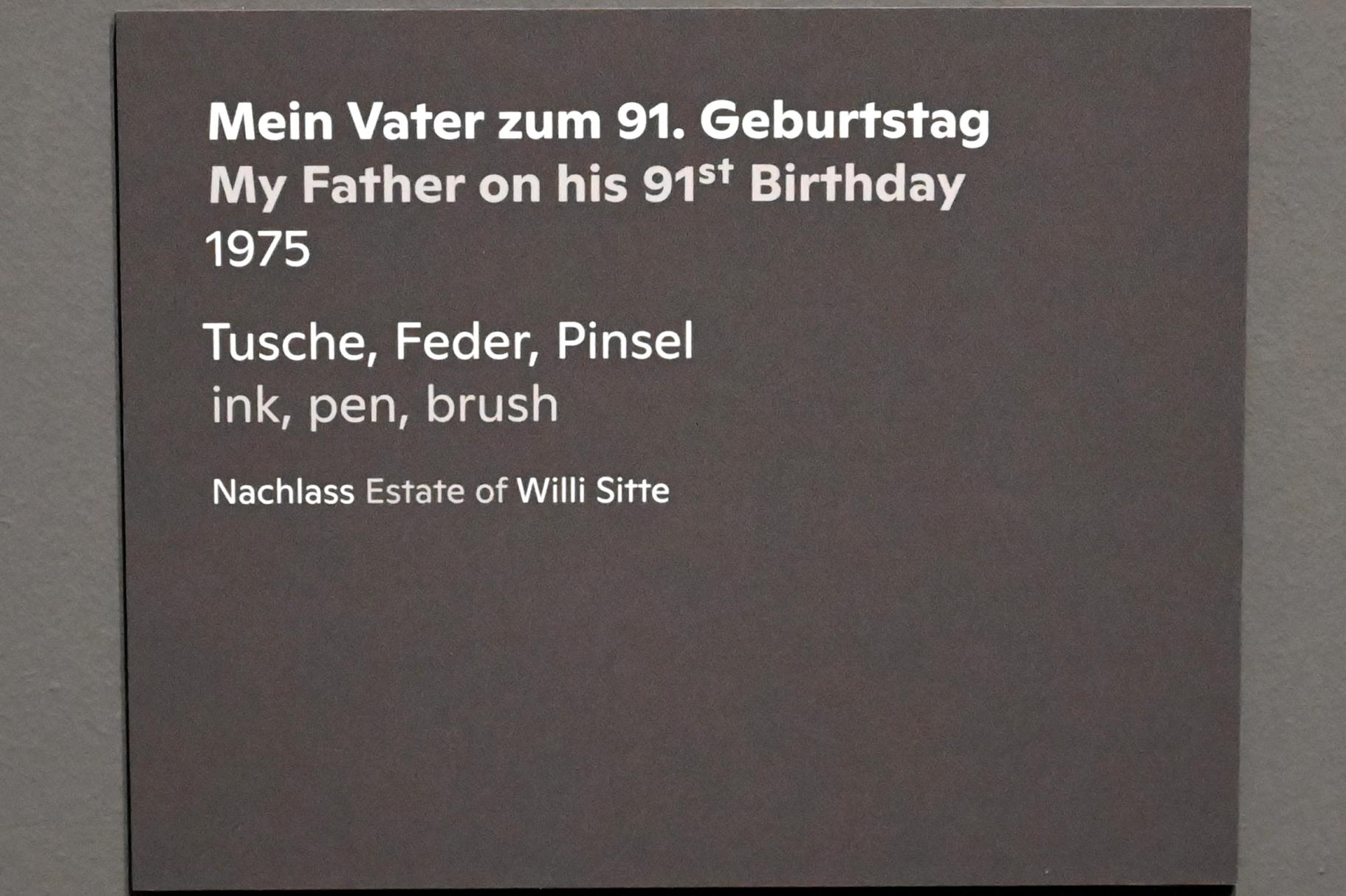 Willi Sitte (1938–2002), Mein Vater zum 91. Geburtstag, Halle (Saale), Kunstmuseum Moritzburg, Ausstellung "Sittes Welt" vom 03.10.2021 - 06.02.2022, Saal 2, 1975, Bild 2/2