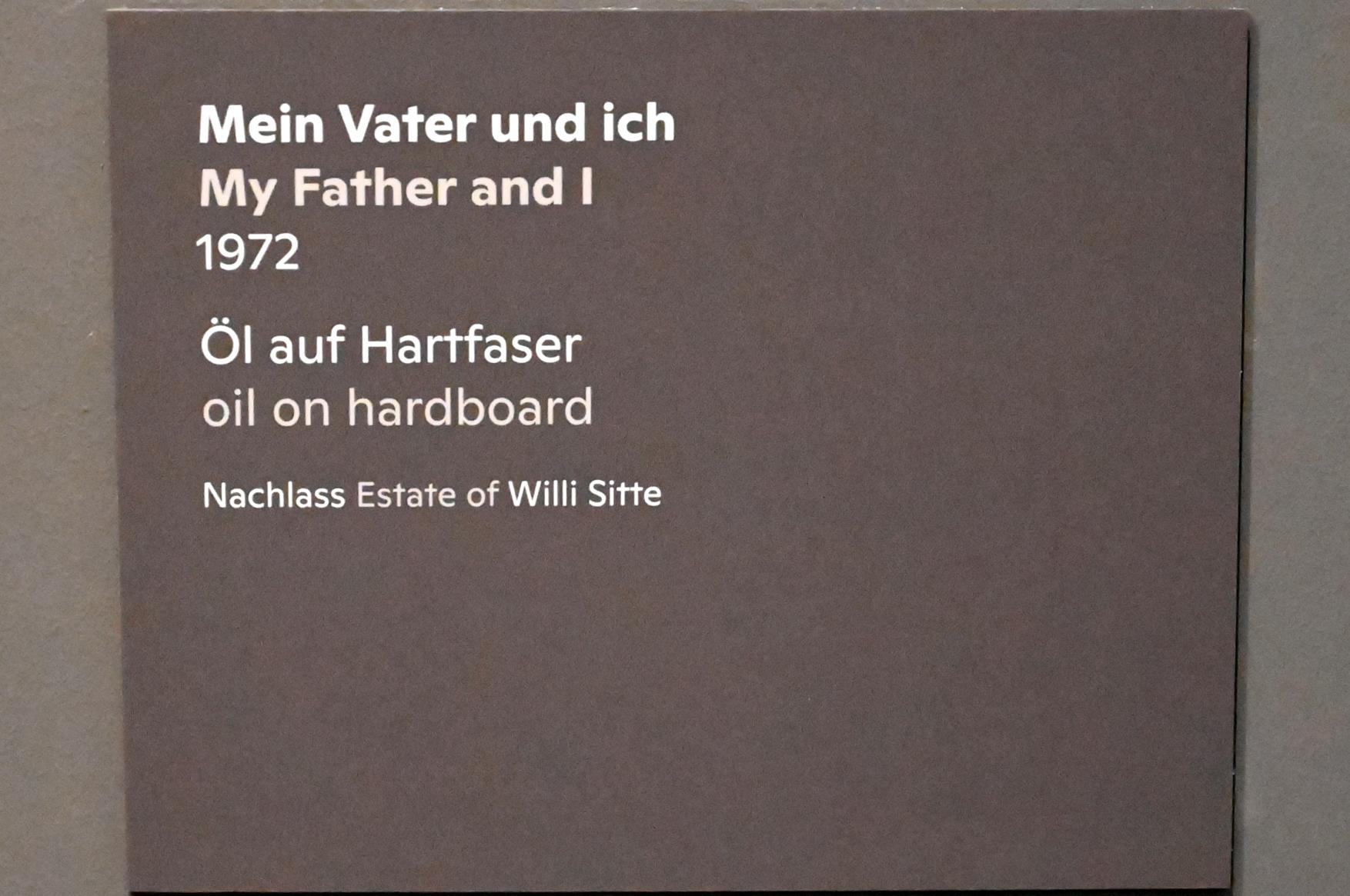 Willi Sitte (1938–2002), Mein Vater und ich, Halle (Saale), Kunstmuseum Moritzburg, Ausstellung "Sittes Welt" vom 03.10.2021 - 06.02.2022, Saal 2, 1972, Bild 2/3