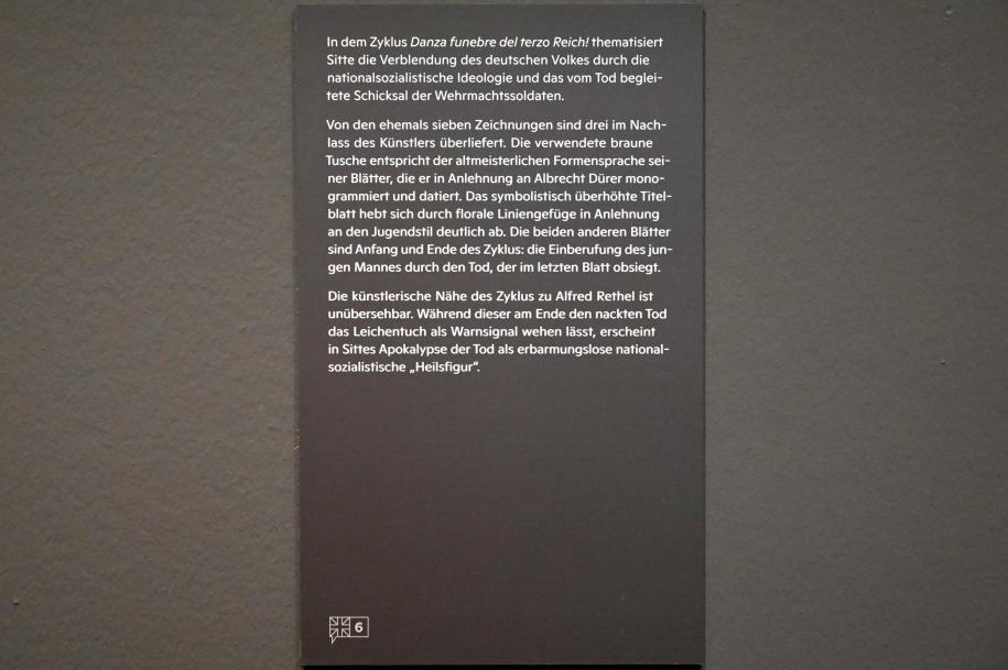 Willi Sitte (1938–2002), Totentanz des "Dritten Reiches", Halle (Saale), Kunstmuseum Moritzburg, Ausstellung "Sittes Welt" vom 03.10.2021 - 06.02.2022, Saal 2, 1944, Bild 5/5