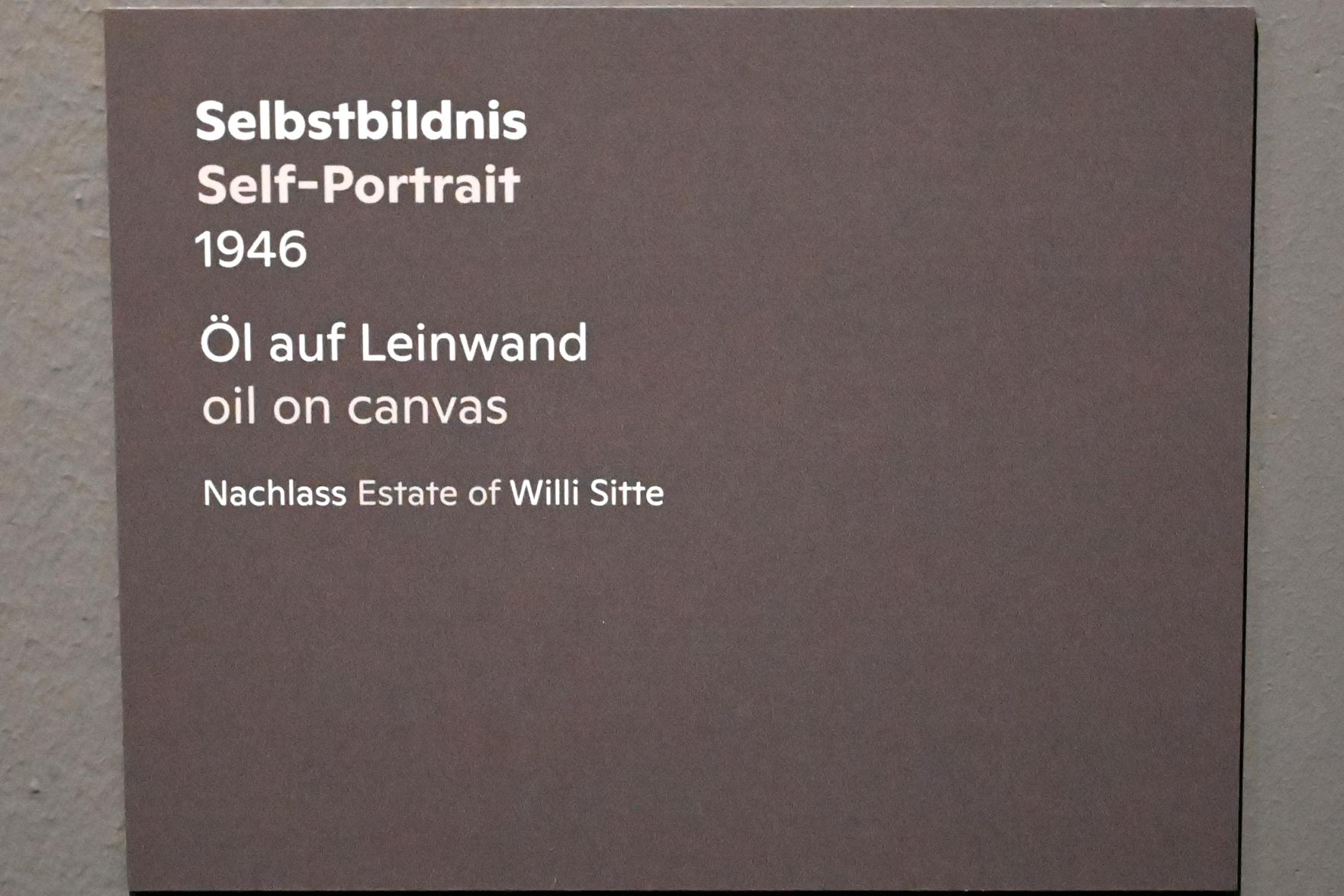 Willi Sitte (1938–2002), Selbstbildnis, Halle (Saale), Kunstmuseum Moritzburg, Ausstellung "Sittes Welt" vom 03.10.2021 - 06.02.2022, Saal 2, 1946, Bild 2/2