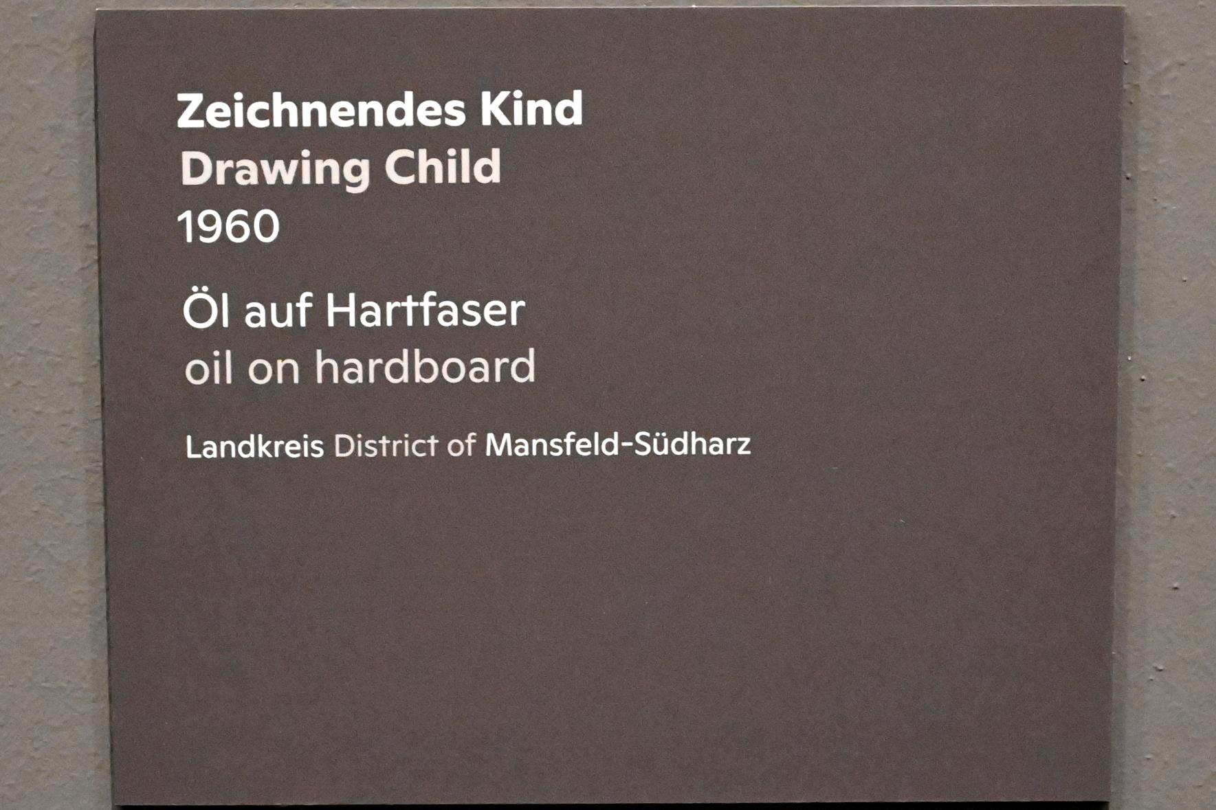 Willi Sitte (1938–2002), Zeichnendes Kind, Halle (Saale), Kunstmuseum Moritzburg, Ausstellung "Sittes Welt" vom 03.10.2021 - 06.02.2022, Saal 3, 1960, Bild 2/2