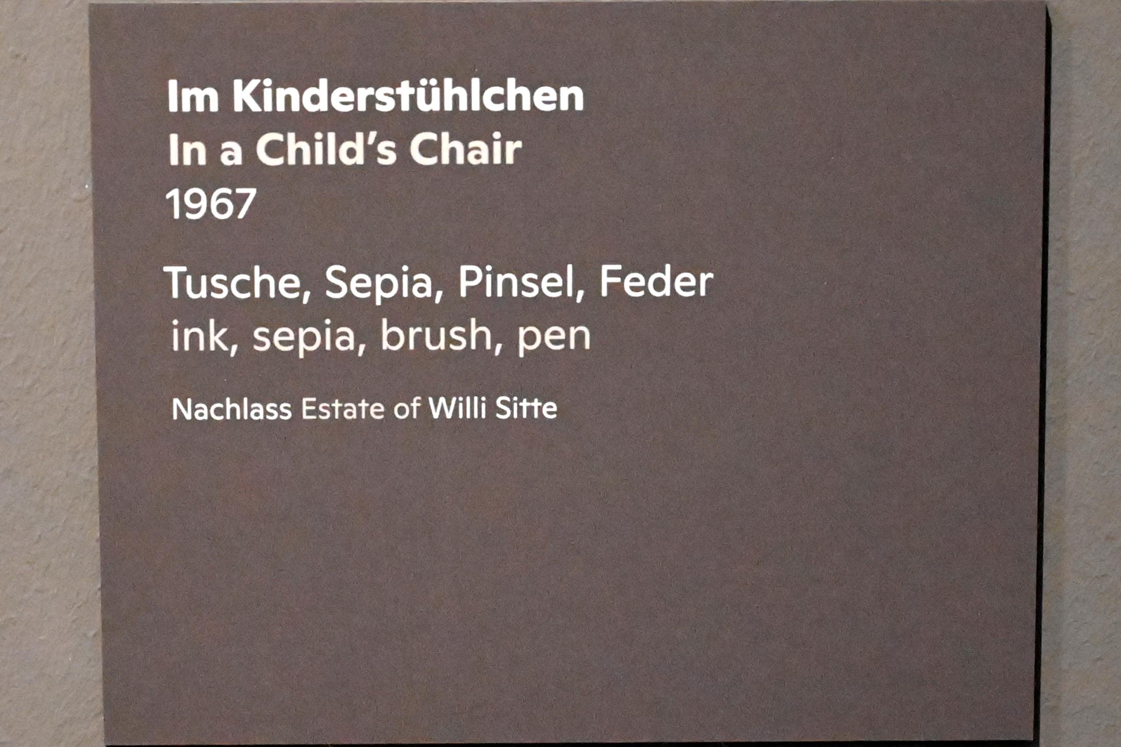 Willi Sitte (1938–2002), Im Kinderstühlchen, Halle (Saale), Kunstmuseum Moritzburg, Ausstellung "Sittes Welt" vom 03.10.2021 - 06.02.2022, Saal 3, 1967, Bild 2/2
