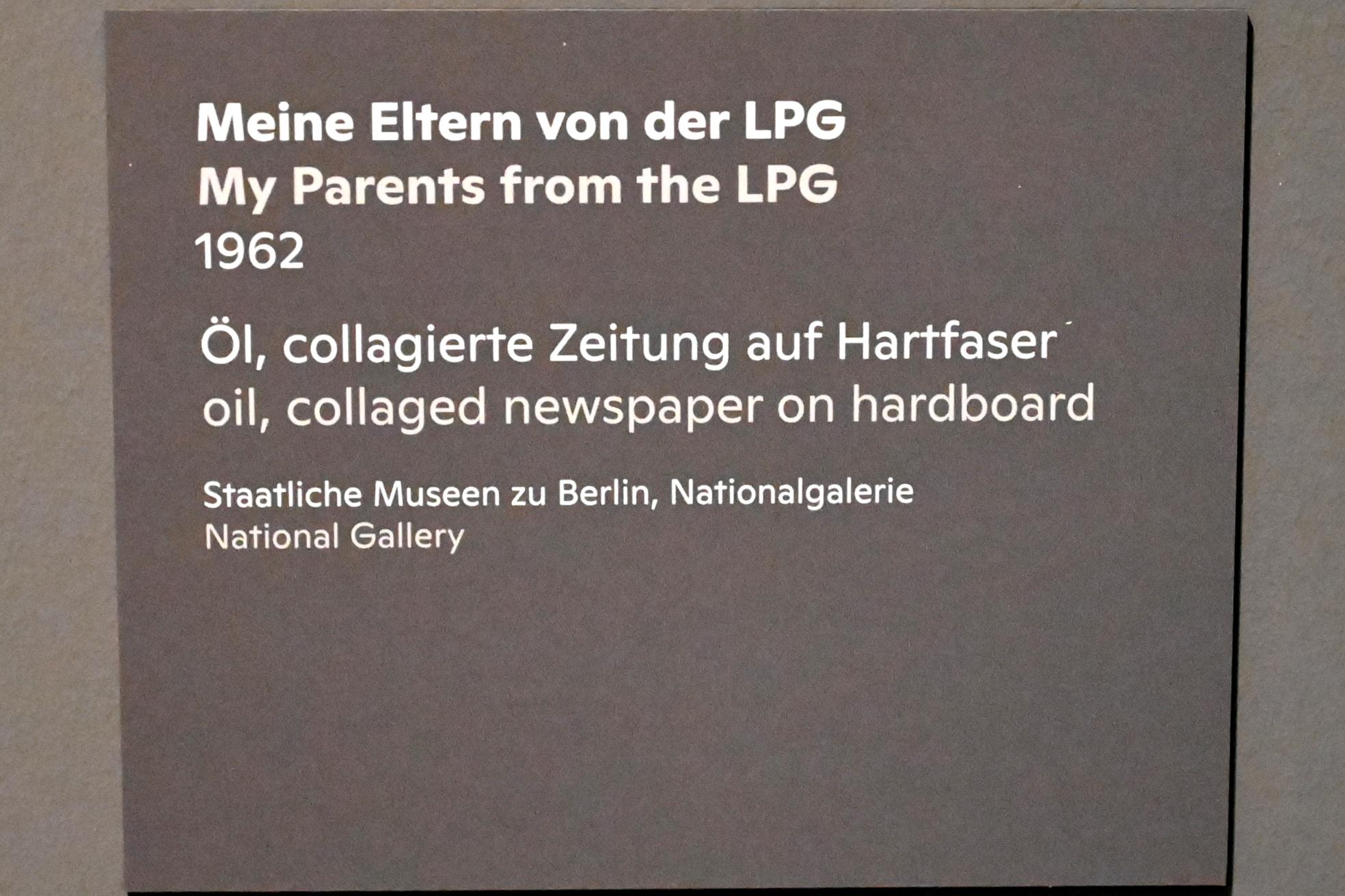 Willi Sitte (1938–2002), Meine Eltern von der LPG, Halle (Saale), Kunstmuseum Moritzburg, Ausstellung "Sittes Welt" vom 03.10.2021 - 06.02.2022, Saal 3, 1962, Bild 2/2