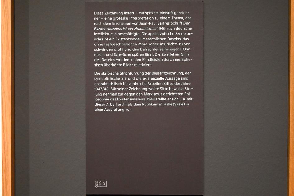 Willi Sitte (1938–2002), Existenzialismus, Halle (Saale), Kunstmuseum Moritzburg, Ausstellung "Sittes Welt" vom 03.10.2021 - 06.02.2022, Saal 4, 1947, Bild 3/3