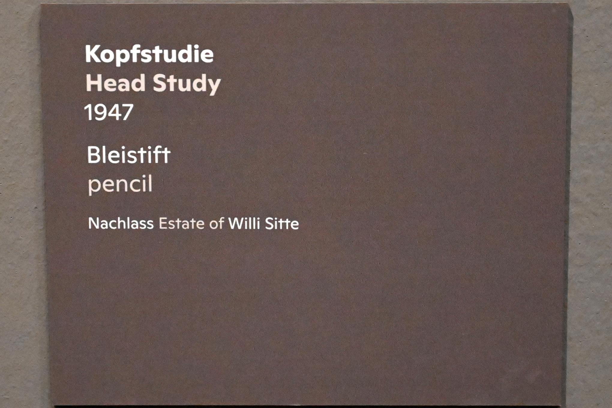 Willi Sitte (1938–2002), Kopfstudie, Halle (Saale), Kunstmuseum Moritzburg, Ausstellung "Sittes Welt" vom 03.10.2021 - 06.02.2022, Saal 4, 1947, Bild 2/2