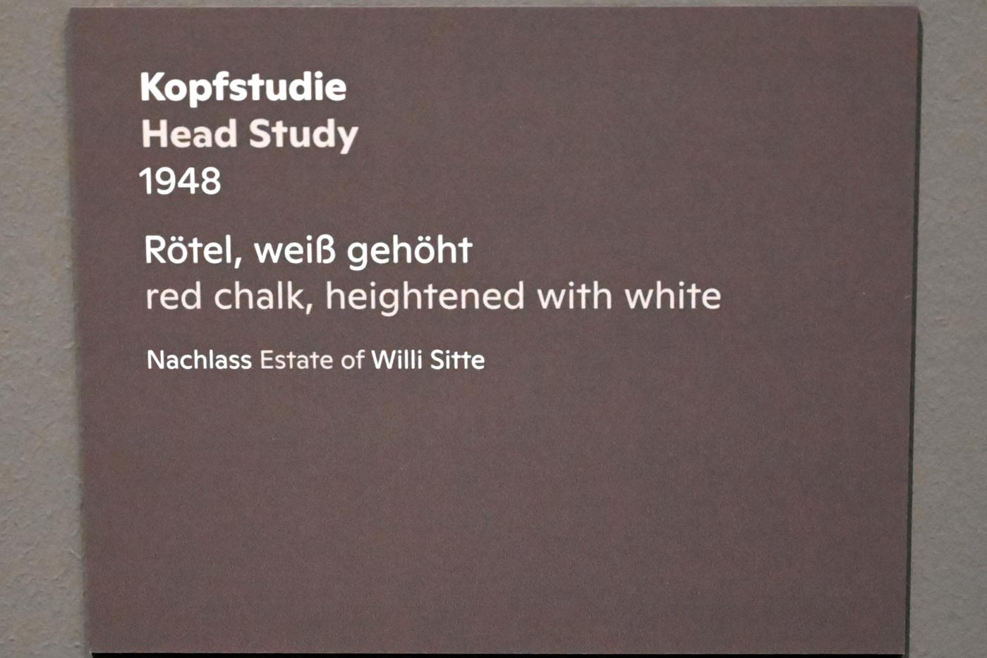 Willi Sitte (1938–2002), Kopfstudie, Halle (Saale), Kunstmuseum Moritzburg, Ausstellung "Sittes Welt" vom 03.10.2021 - 06.02.2022, Saal 4, 1948, Bild 2/2