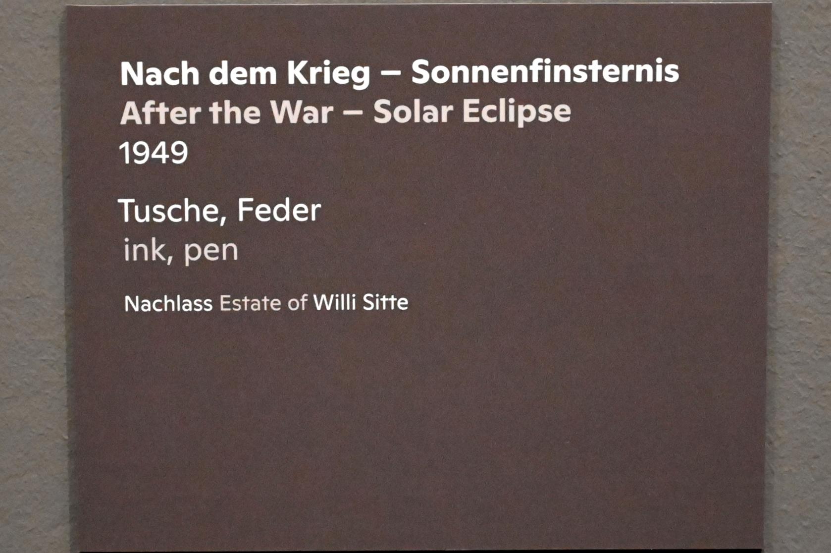 Willi Sitte (1938–2002), Nach dem Krieg - Sonnenfinsternis, Halle (Saale), Kunstmuseum Moritzburg, Ausstellung "Sittes Welt" vom 03.10.2021 - 06.02.2022, Saal 5, 1949, Bild 2/2