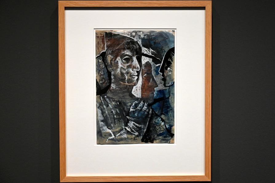 Willi Sitte (1938–2002), Mann mit Maske, Halle (Saale), Kunstmuseum Moritzburg, Ausstellung "Sittes Welt" vom 03.10.2021 - 06.02.2022, Saal 5, 1949