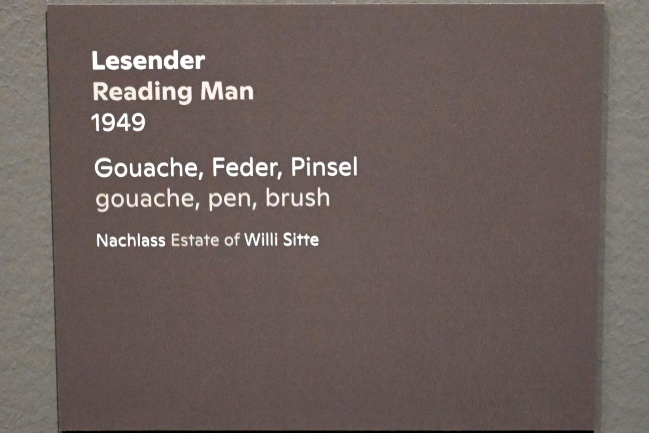 Willi Sitte (1938–2002), Lesender, Halle (Saale), Kunstmuseum Moritzburg, Ausstellung "Sittes Welt" vom 03.10.2021 - 06.02.2022, Saal 5, 1949, Bild 2/2