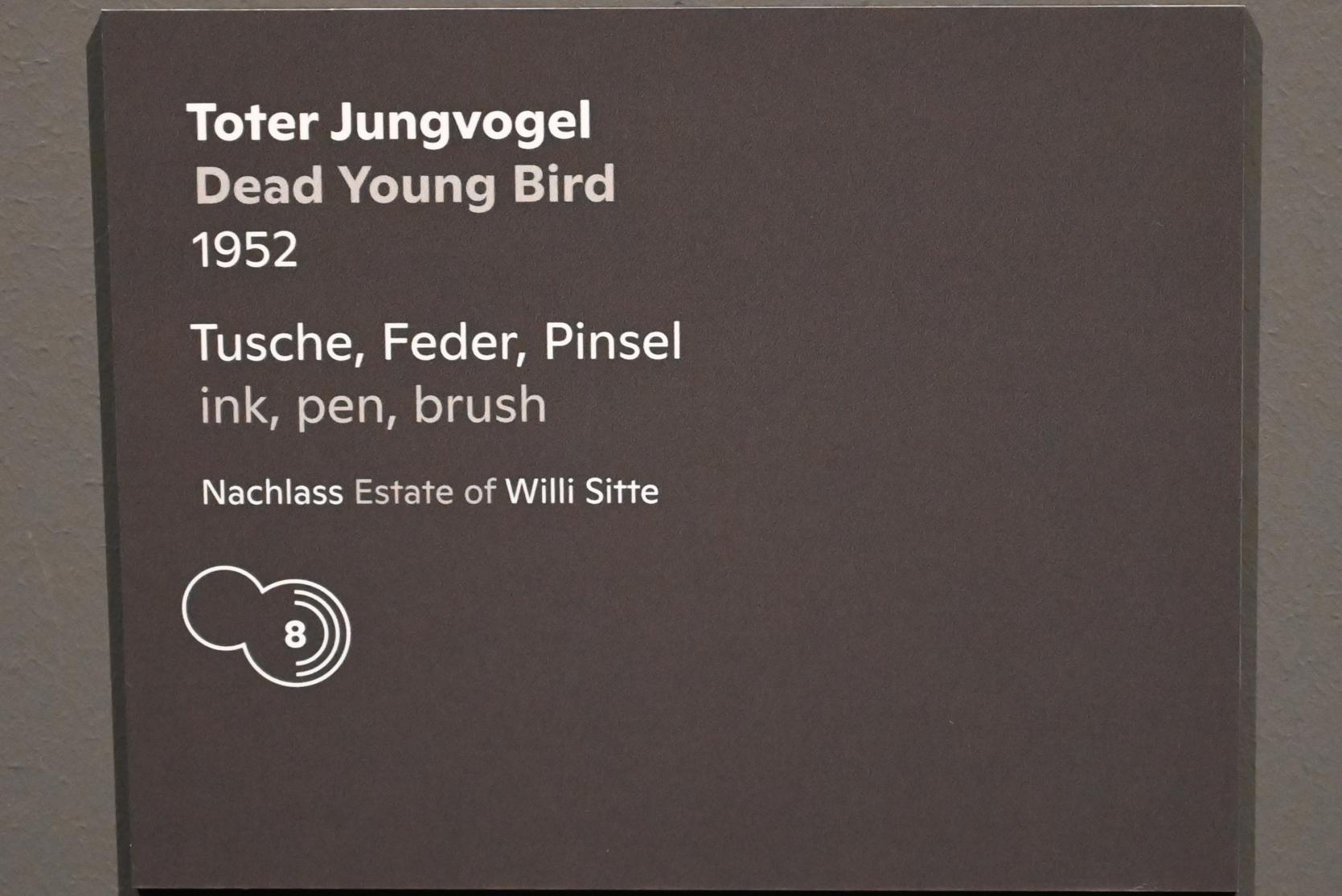 Willi Sitte (1938–2002), Toter Jungvogel, Halle (Saale), Kunstmuseum Moritzburg, Ausstellung "Sittes Welt" vom 03.10.2021 - 06.02.2022, Saal 6, 1952, Bild 2/3