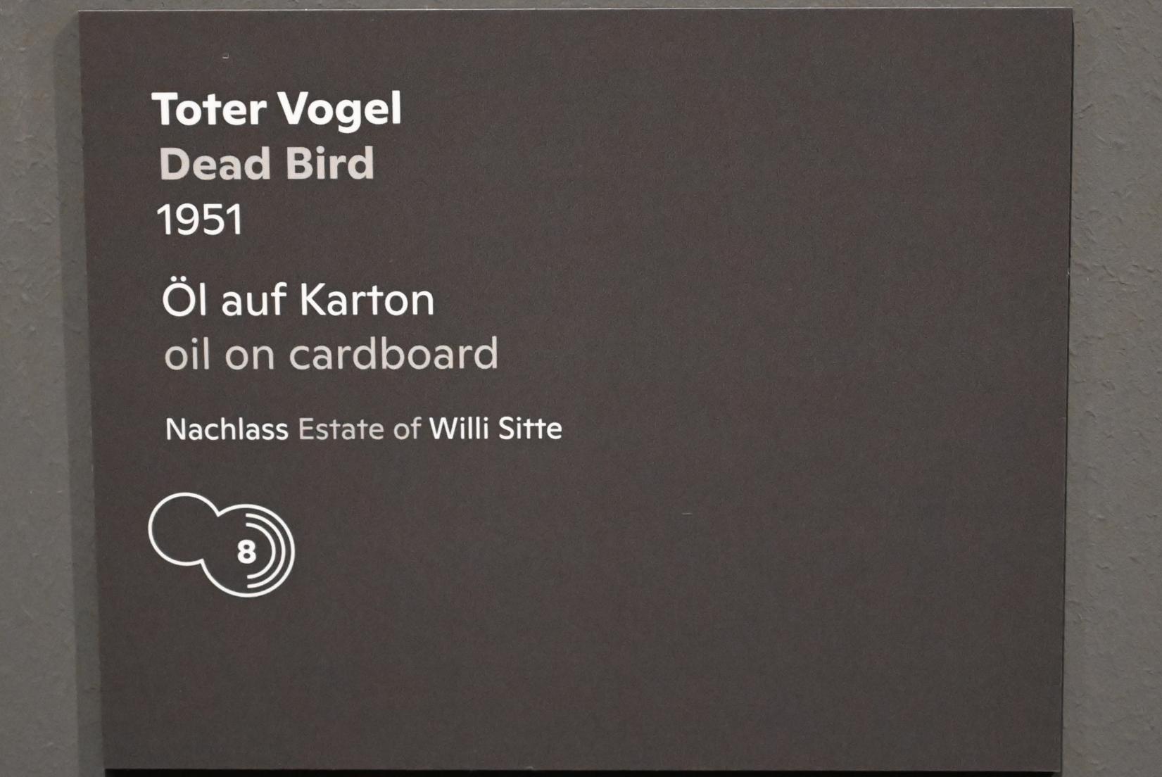 Willi Sitte (1938–2002), Toter Vogel, Halle (Saale), Kunstmuseum Moritzburg, Ausstellung "Sittes Welt" vom 03.10.2021 - 06.02.2022, Saal 6, 1951, Bild 2/2
