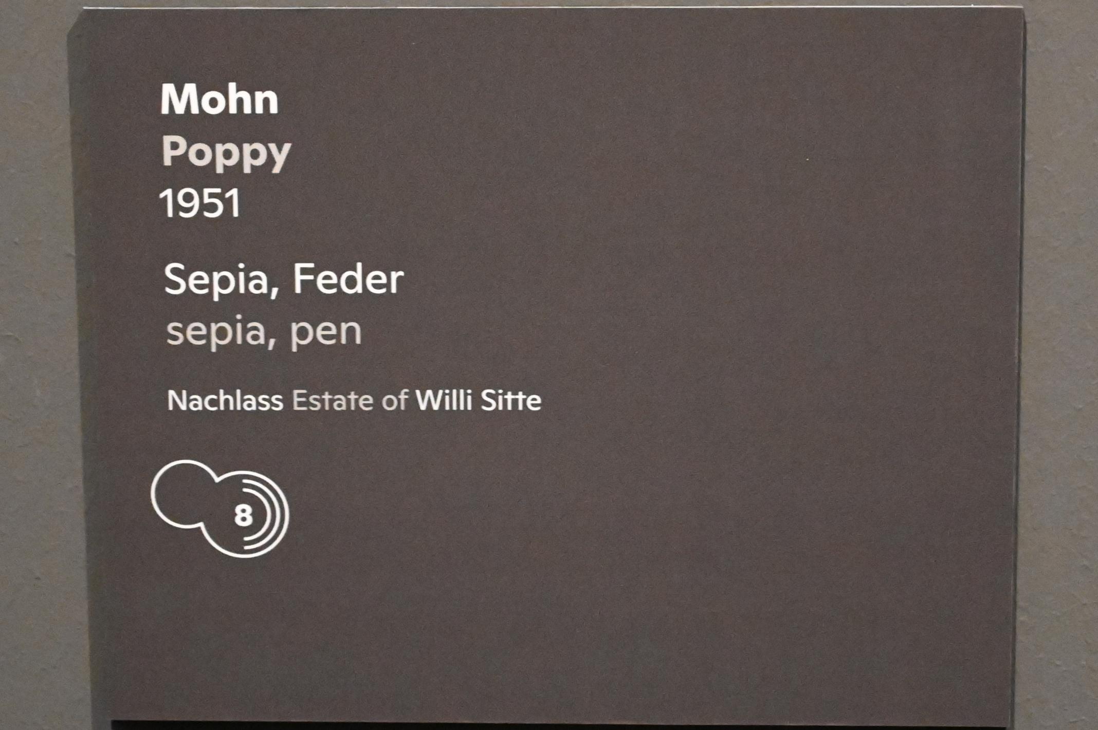 Willi Sitte (1938–2002), Mohn, Halle (Saale), Kunstmuseum Moritzburg, Ausstellung "Sittes Welt" vom 03.10.2021 - 06.02.2022, Saal 6, 1951, Bild 2/2