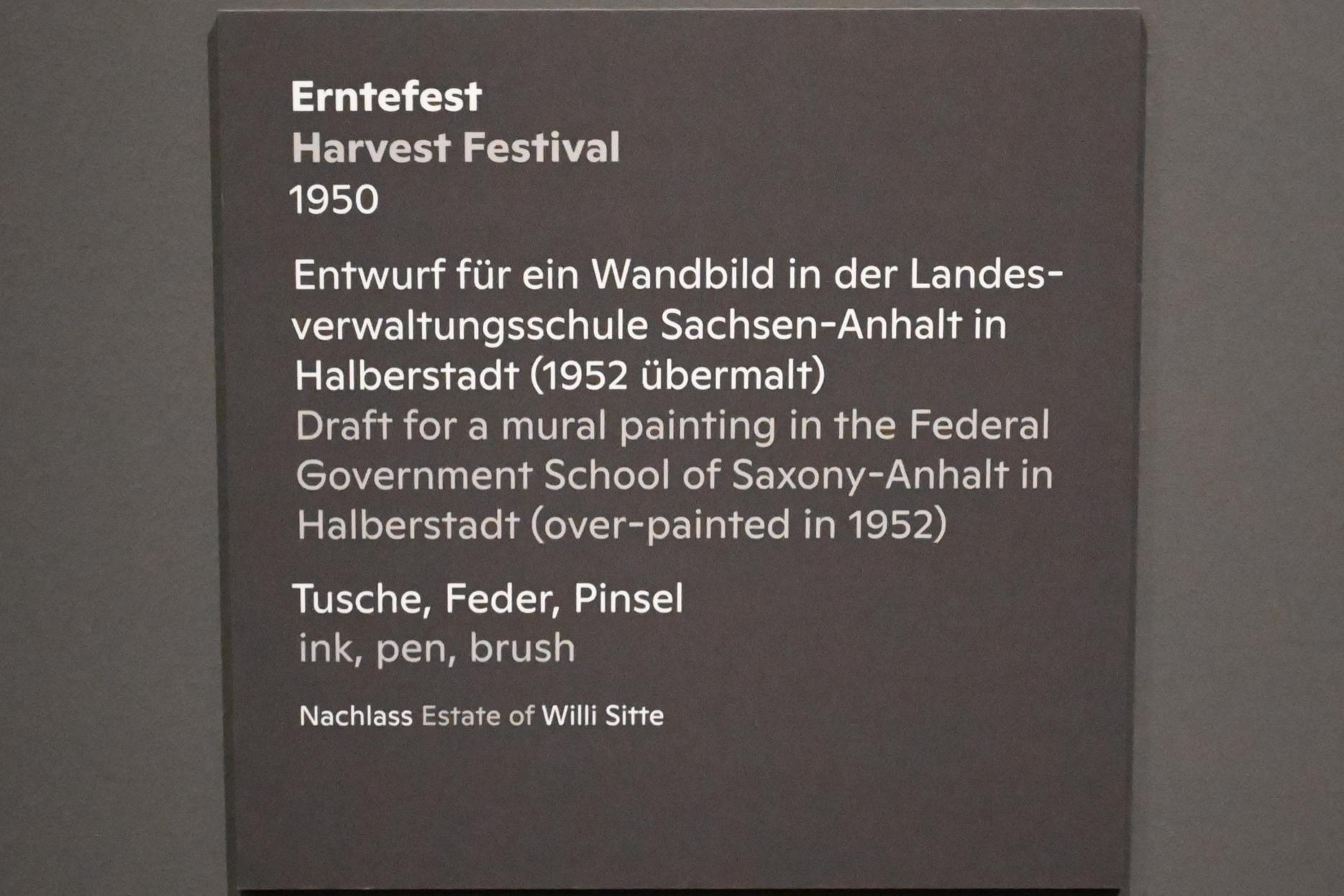 Willi Sitte (1938–2002), Erntefest, Halle (Saale), Kunstmuseum Moritzburg, Ausstellung "Sittes Welt" vom 03.10.2021 - 06.02.2022, Saal 7, 1950, Bild 2/3