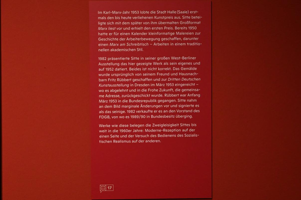 Willi Sitte (1938–2002), Karl Marx, Halle (Saale), Kunstmuseum Moritzburg, Ausstellung "Sittes Welt" vom 03.10.2021 - 06.02.2022, Saal 7, 1953, Bild 3/3