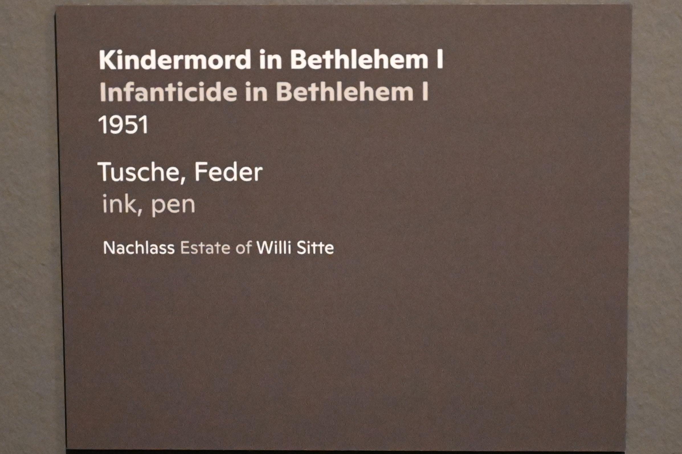 Willi Sitte (1938–2002), Kindermord in Bethlehem I, Halle (Saale), Kunstmuseum Moritzburg, Ausstellung "Sittes Welt" vom 03.10.2021 - 06.02.2022, Saal 7, 1951, Bild 2/2