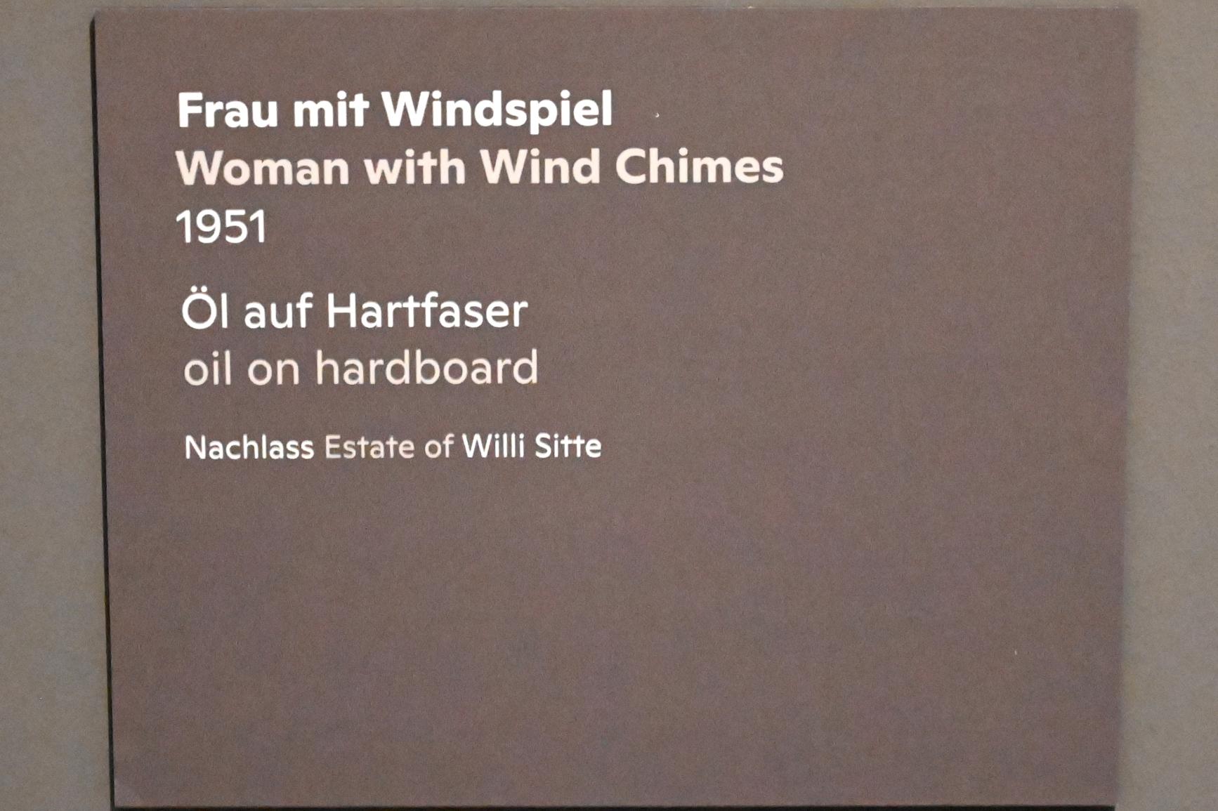 Willi Sitte (1938–2002), Frau mit Windspiel, Halle (Saale), Kunstmuseum Moritzburg, Ausstellung "Sittes Welt" vom 03.10.2021 - 06.02.2022, Saal 7, 1951, Bild 2/2