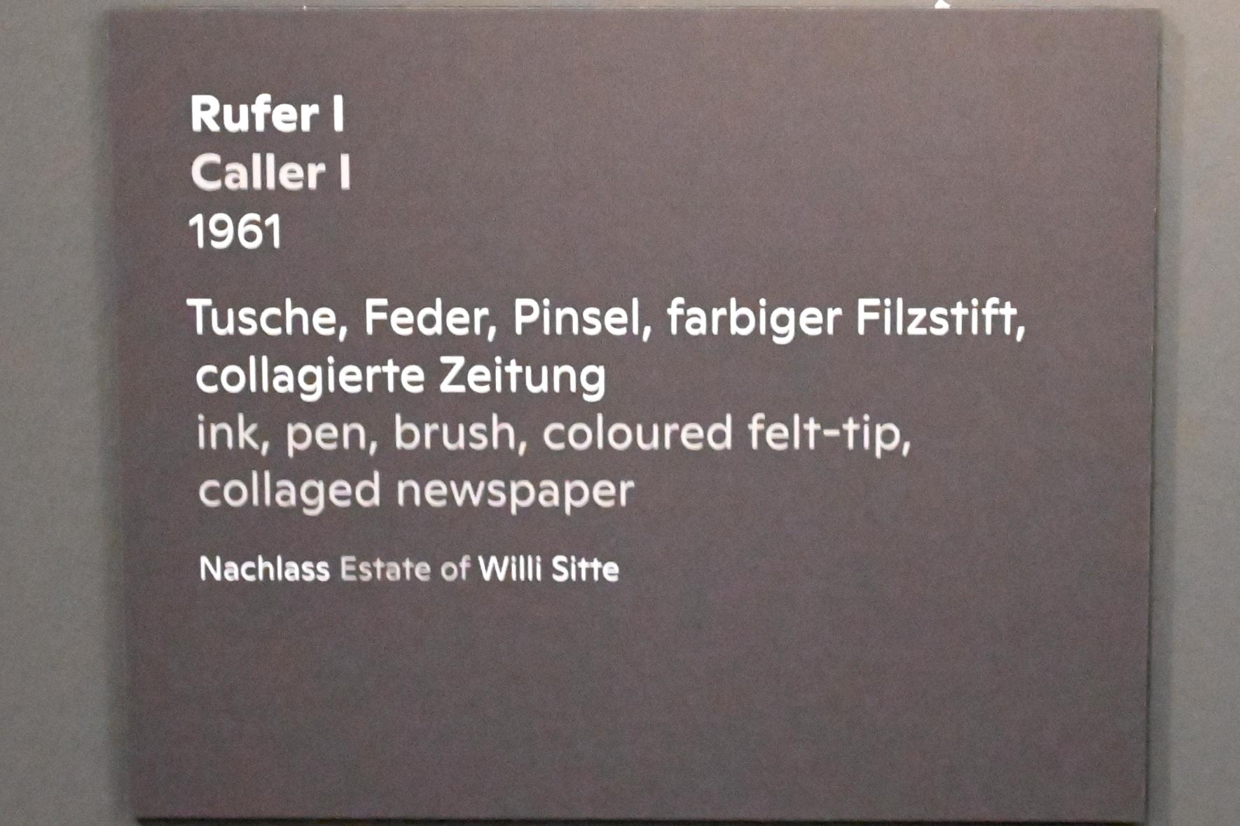 Willi Sitte (1938–2002), Rufer I, Halle (Saale), Kunstmuseum Moritzburg, Ausstellung "Sittes Welt" vom 03.10.2021 - 06.02.2022, Saal 8, 1961, Bild 2/2