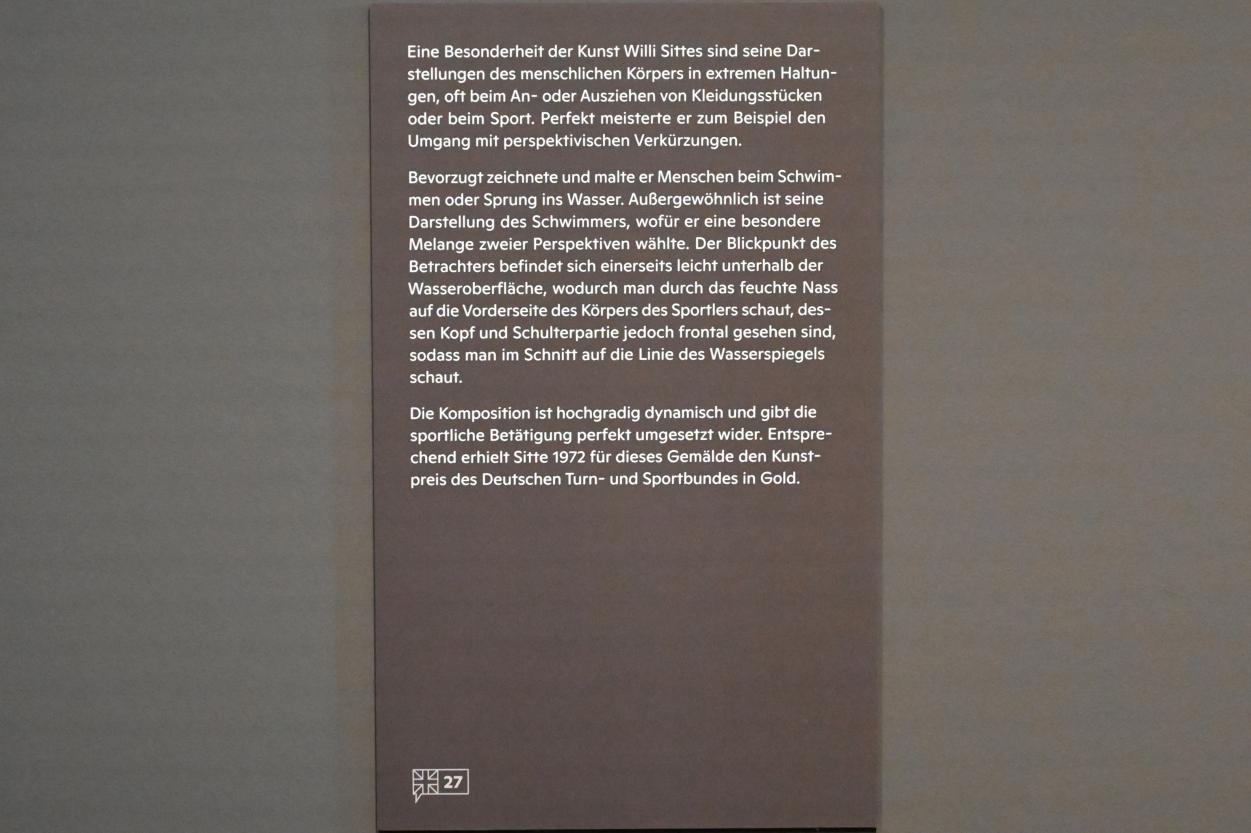 Willi Sitte (1938–2002), Schwimmer, Halle (Saale), Kunstmuseum Moritzburg, Ausstellung "Sittes Welt" vom 03.10.2021 - 06.02.2022, Saal 9, 1971, Bild 3/3