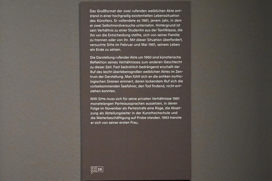 Willi Sitte (1938–2002), Rufende Akte, Halle (Saale), Kunstmuseum Moritzburg, Ausstellung "Sittes Welt" vom 03.10.2021 - 06.02.2022, Saal 9, 1961, Bild 3/3