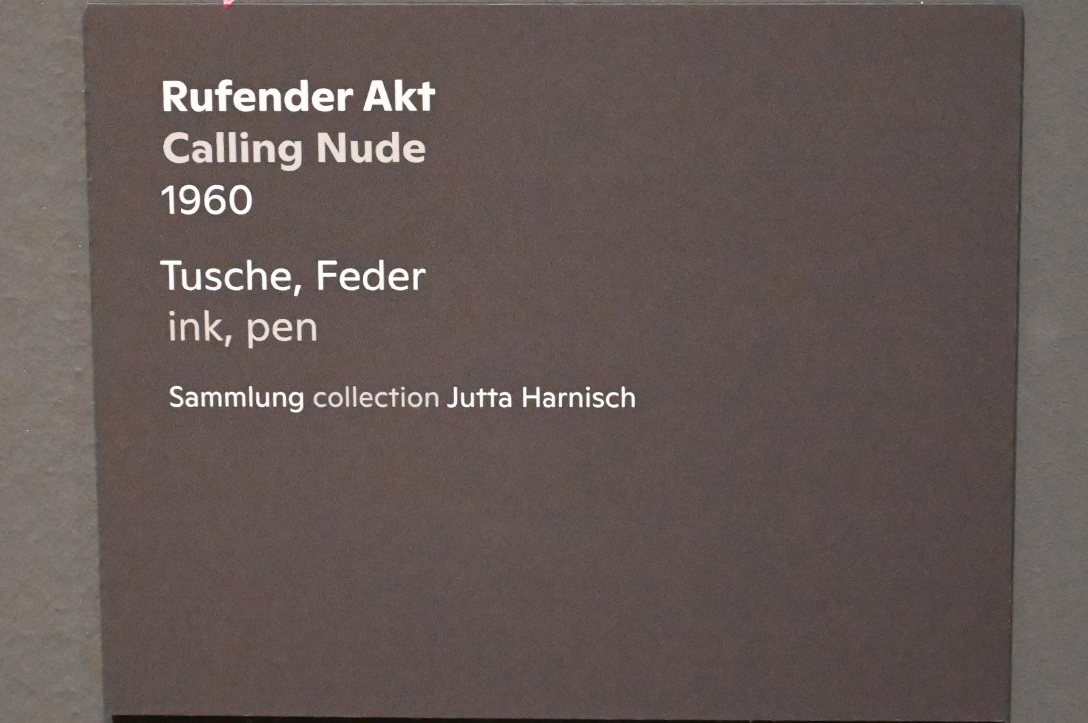 Willi Sitte (1938–2002), Rufender Akt, Halle (Saale), Kunstmuseum Moritzburg, Ausstellung "Sittes Welt" vom 03.10.2021 - 06.02.2022, Saal 9, 1960, Bild 2/2