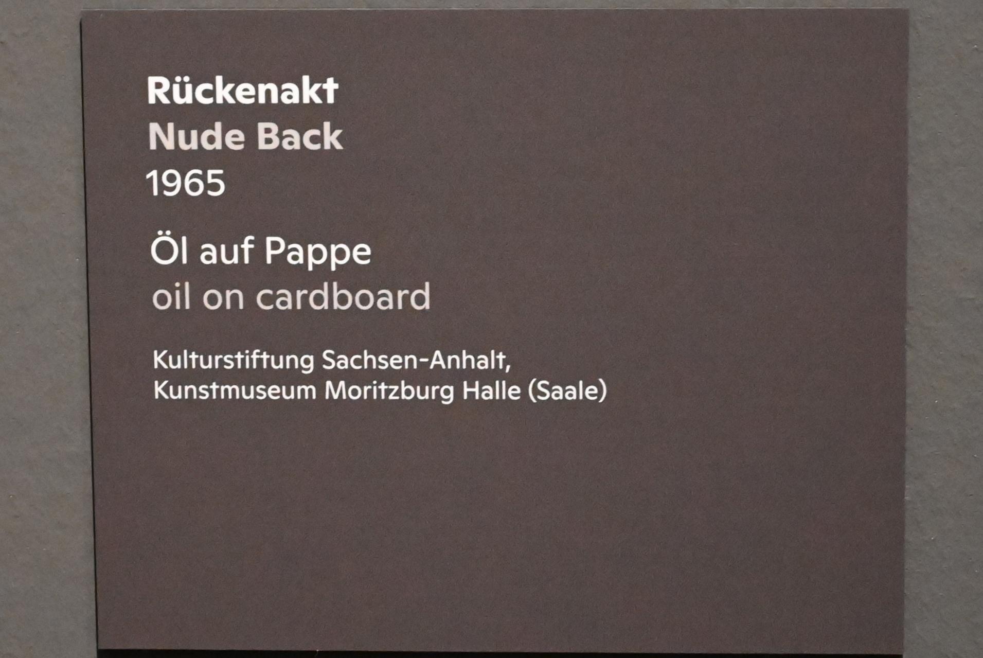 Willi Sitte (1938–2002), Rückenakt, Halle (Saale), Kunstmuseum Moritzburg, Ausstellung "Sittes Welt" vom 03.10.2021 - 06.02.2022, Saal 9, 1965, Bild 2/2
