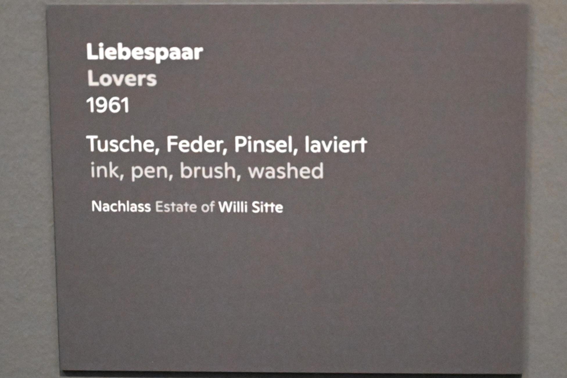 Willi Sitte (1938–2002), Liebespaar, Halle (Saale), Kunstmuseum Moritzburg, Ausstellung "Sittes Welt" vom 03.10.2021 - 06.02.2022, Saal 10, 1961, Bild 2/2