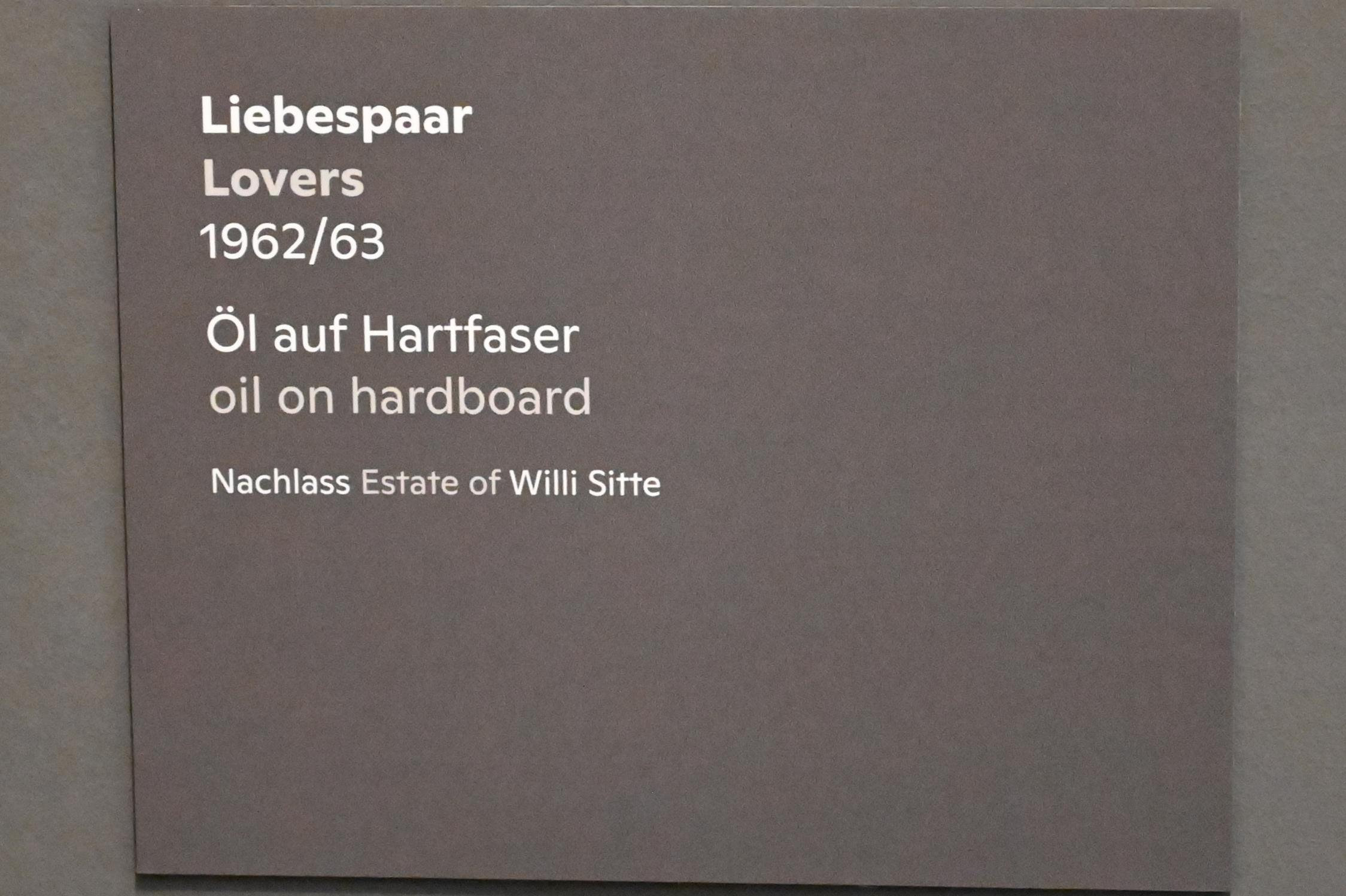 Willi Sitte (1938–2002), Liebespaar, Halle (Saale), Kunstmuseum Moritzburg, Ausstellung "Sittes Welt" vom 03.10.2021 - 06.02.2022, Saal 10, 1962–1963, Bild 2/2