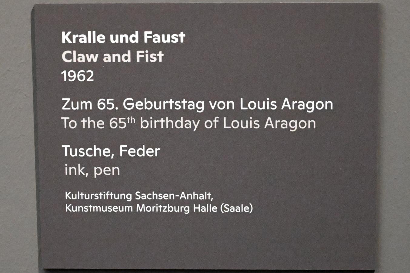 Willi Sitte (1938–2002), Kralle und Faust, Halle (Saale), Kunstmuseum Moritzburg, Ausstellung "Sittes Welt" vom 03.10.2021 - 06.02.2022, Saal 12, 1962, Bild 2/2
