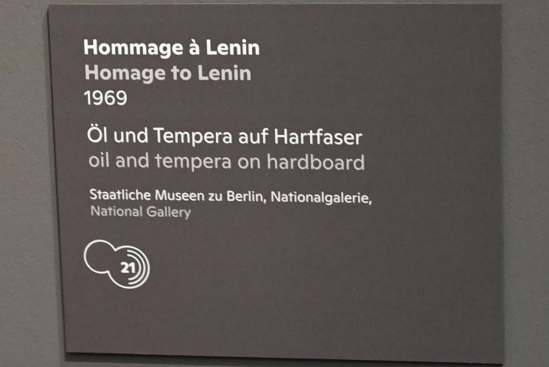 Willi Sitte (1938–2002), Hommage à Lenin, Halle (Saale), Kunstmuseum Moritzburg, Ausstellung "Sittes Welt" vom 03.10.2021 - 06.02.2022, Saal 12, 1969, Bild 2/2
