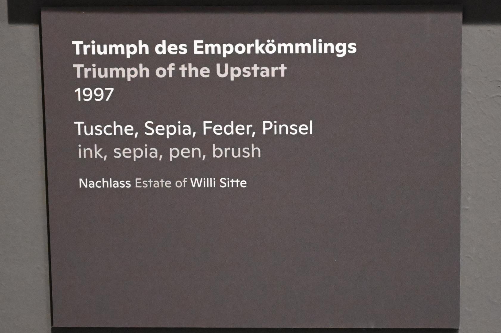 Willi Sitte (1938–2002), Triumph des Emporkömmlings, Halle (Saale), Kunstmuseum Moritzburg, Ausstellung "Sittes Welt" vom 03.10.2021 - 06.02.2022, Saal 12, 1997, Bild 2/2