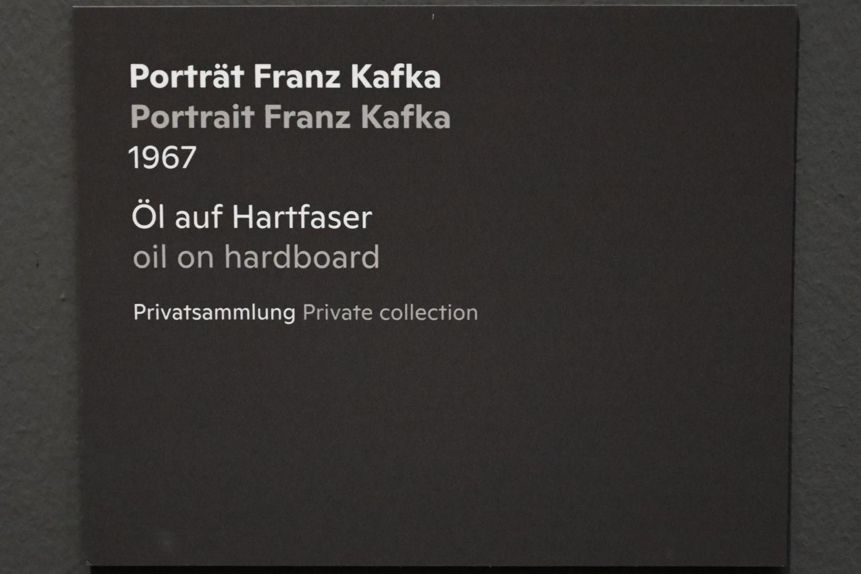 Willi Sitte (1938–2002), Porträt Franz Kafka, Halle (Saale), Kunstmuseum Moritzburg, Ausstellung "Sittes Welt" vom 03.10.2021 - 06.02.2022, Saal 13, 1967, Bild 2/2