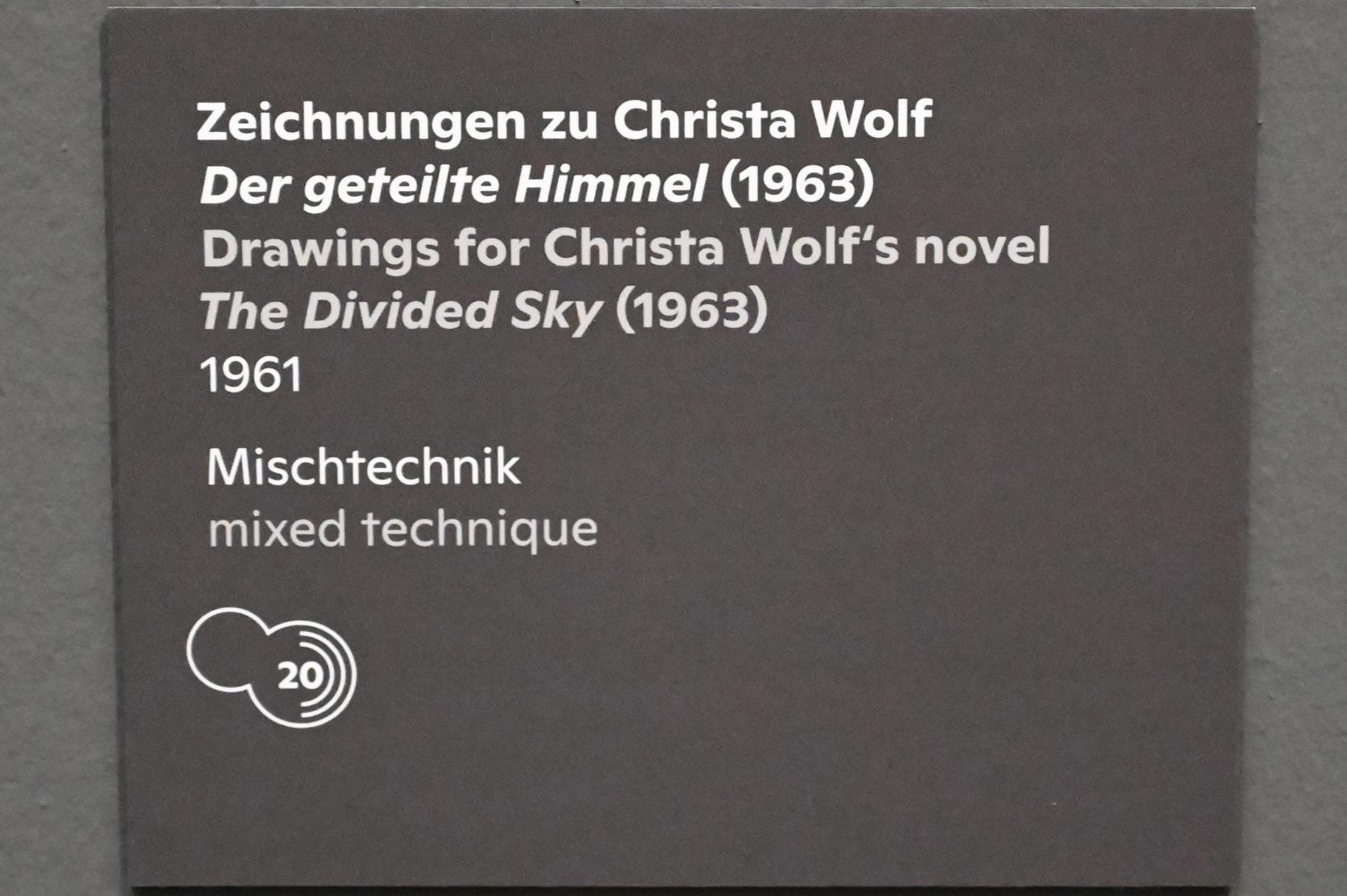 Willi Sitte (1938–2002), Zeichnungen zu Christa Wolf, Der geteilte Himmel - Stehendes Liebespaar, Halle (Saale), Kunstmuseum Moritzburg, Ausstellung "Sittes Welt" vom 03.10.2021 - 06.02.2022, Saal 13, 1961, Bild 2/3