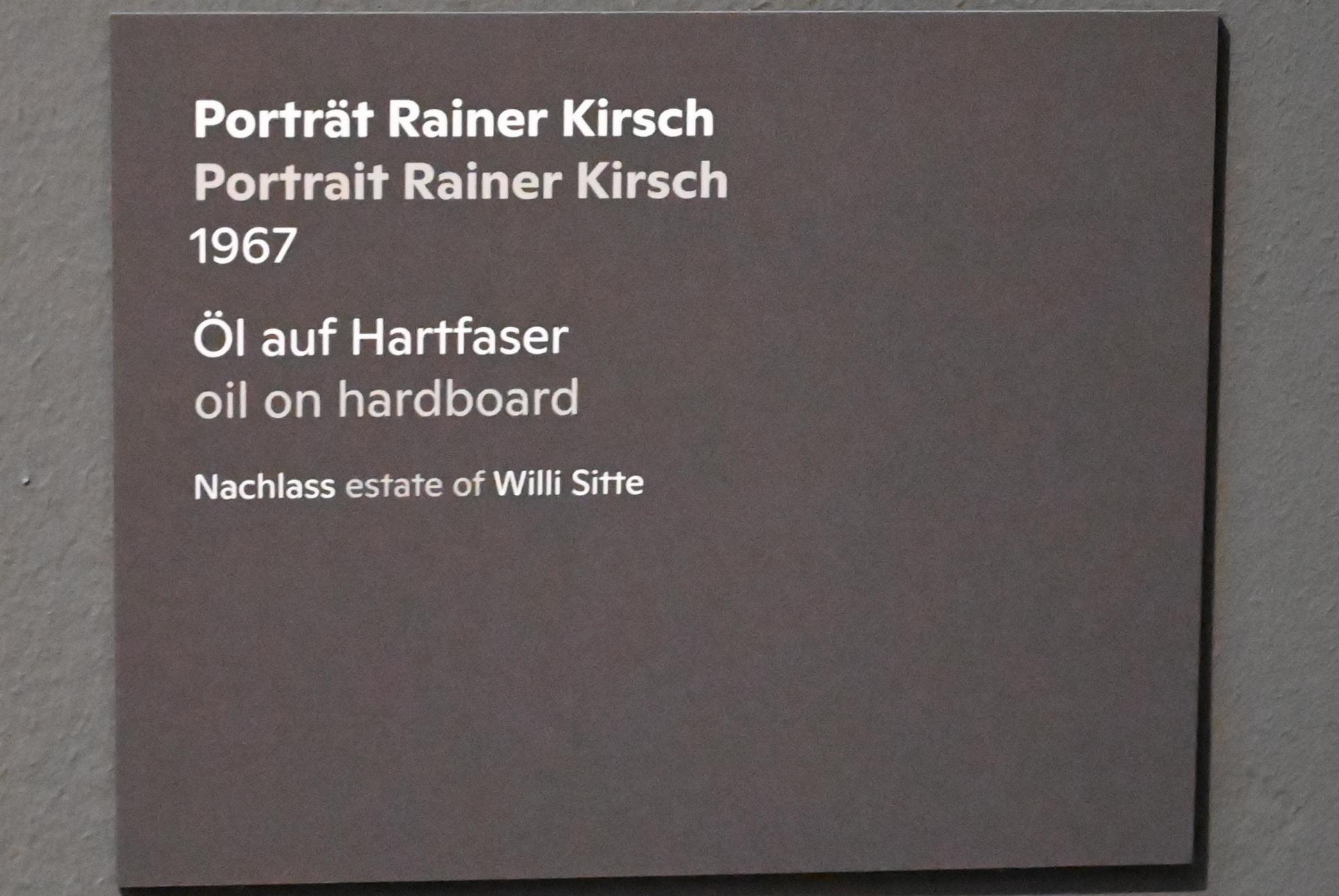 Willi Sitte (1938–2002), Porträt Rainer Kirsch, Halle (Saale), Kunstmuseum Moritzburg, Ausstellung "Sittes Welt" vom 03.10.2021 - 06.02.2022, Saal 13, 1967, Bild 2/2