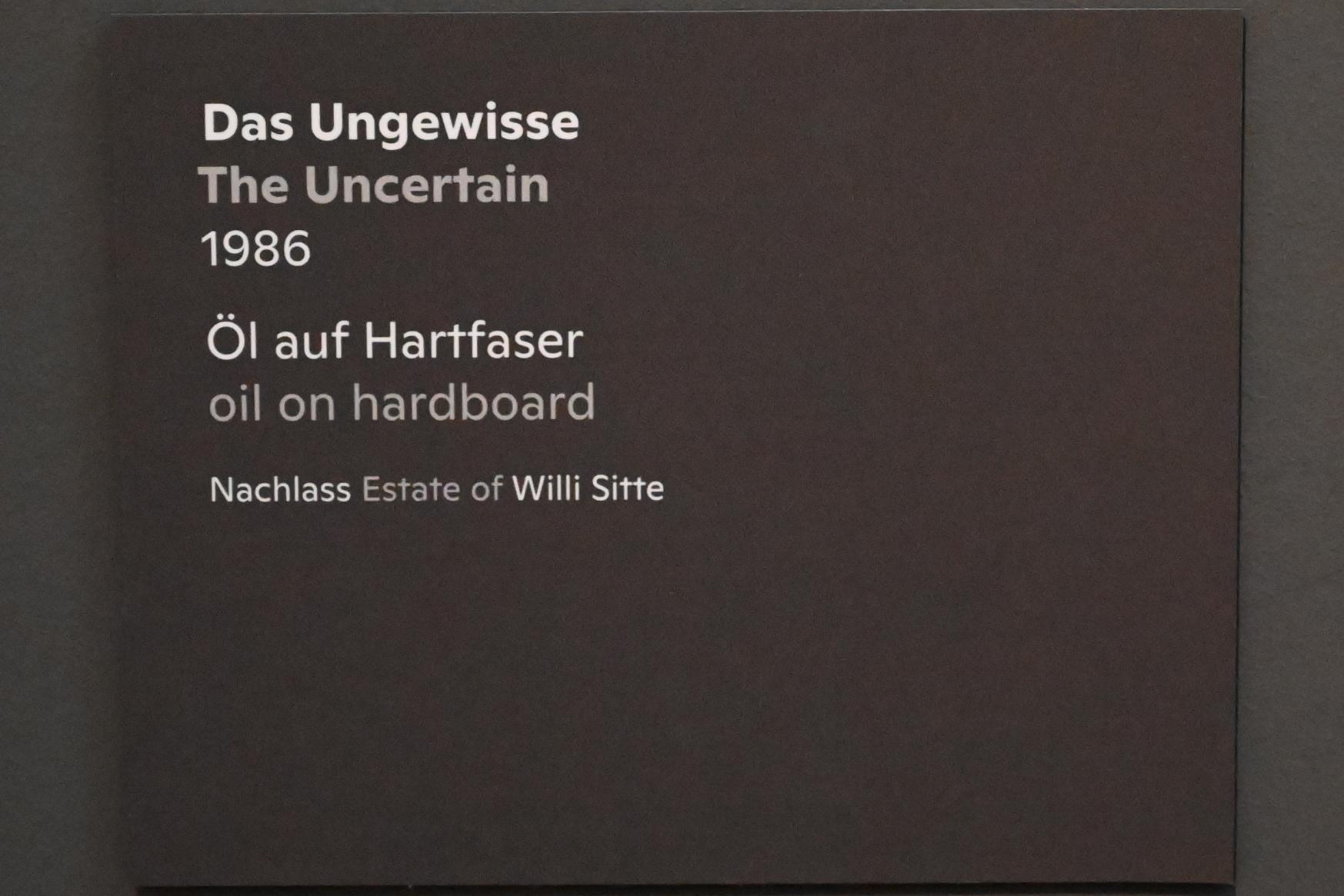 Willi Sitte (1938–2002), Das Ungewisse, Halle (Saale), Kunstmuseum Moritzburg, Ausstellung "Sittes Welt" vom 03.10.2021 - 06.02.2022, Saal 14, 1986, Bild 2/2