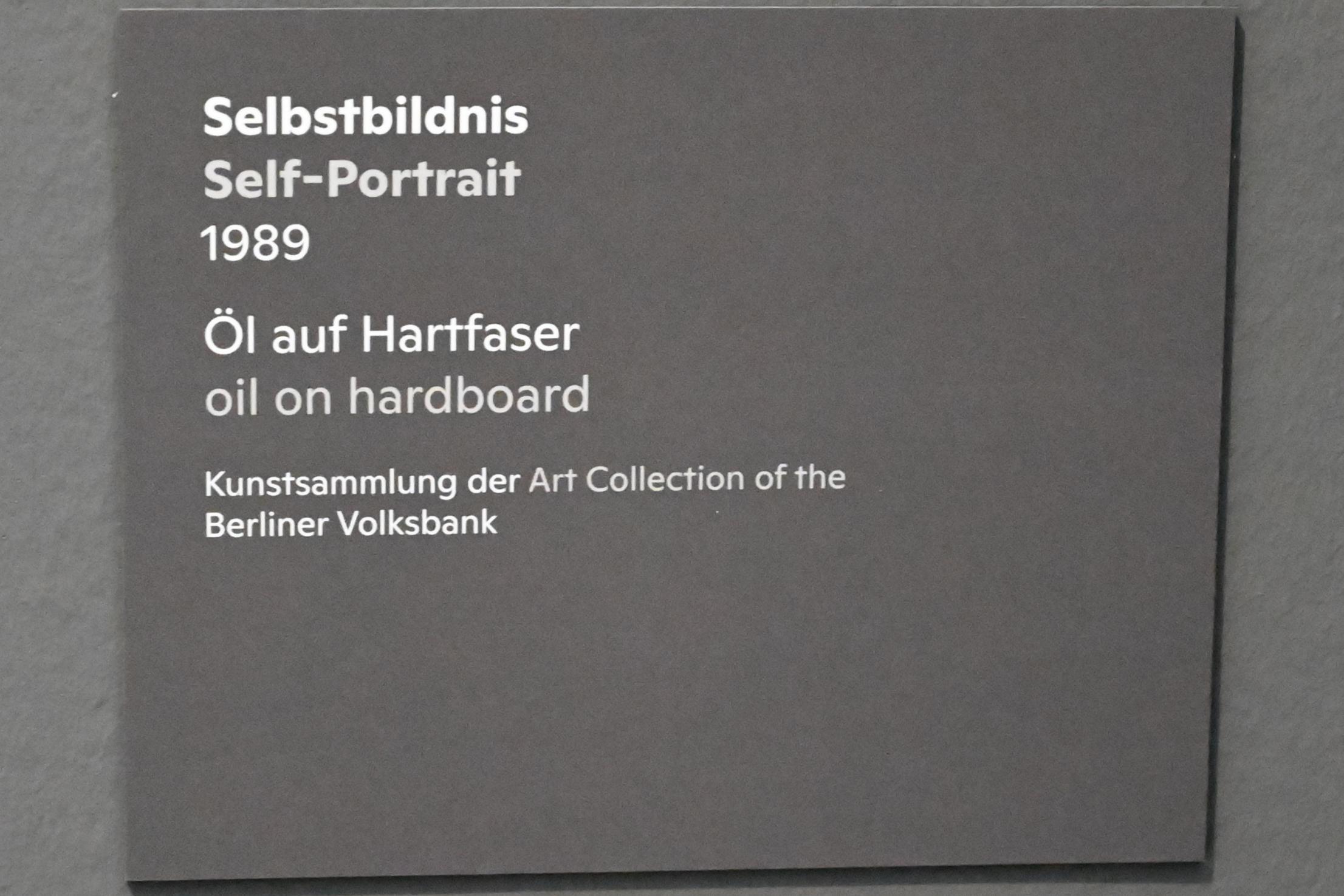 Willi Sitte (1938–2002), Selbstbildnis, Halle (Saale), Kunstmuseum Moritzburg, Ausstellung "Sittes Welt" vom 03.10.2021 - 06.02.2022, Saal 15, 1989, Bild 2/2