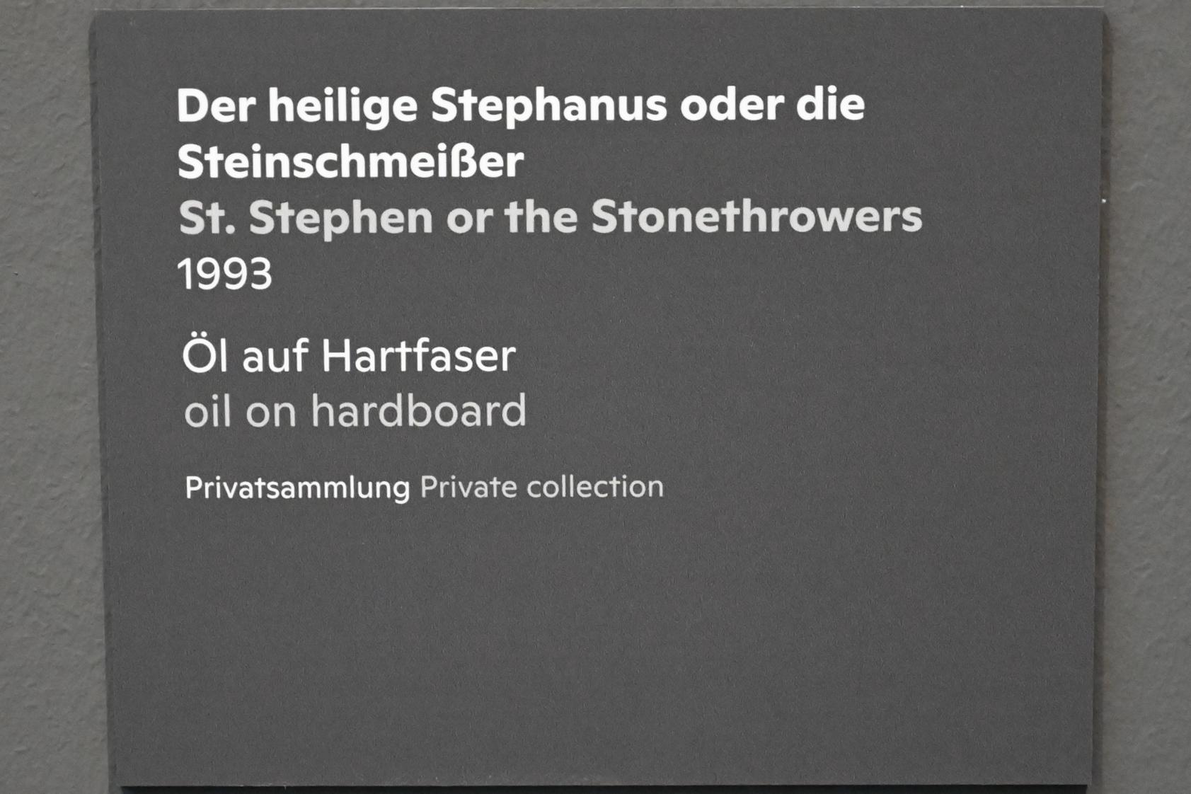 Willi Sitte (1938–2002), Der heilige Stephanus oder die Steinschmeißer, Halle (Saale), Kunstmuseum Moritzburg, Ausstellung "Sittes Welt" vom 03.10.2021 - 06.02.2022, Saal 15, 1993, Bild 2/2