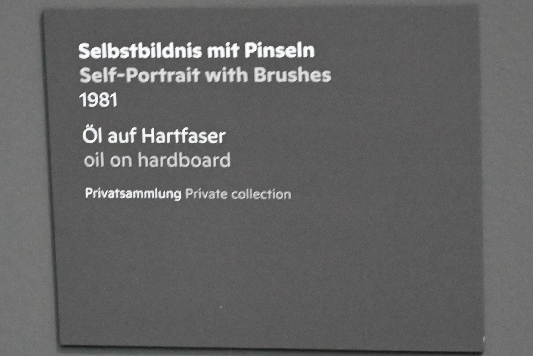 Willi Sitte (1938–2002), Selbstbildnis mit Pinseln, Halle (Saale), Kunstmuseum Moritzburg, Ausstellung "Sittes Welt" vom 03.10.2021 - 06.02.2022, Saal 15, 1981, Bild 2/2