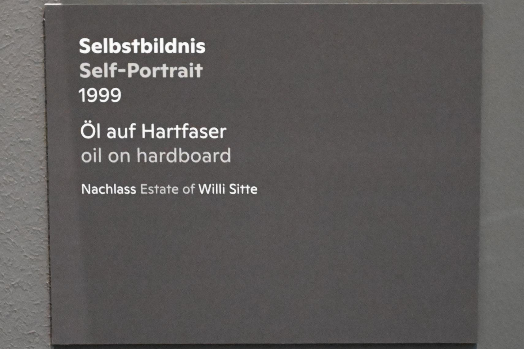 Willi Sitte (1938–2002), Selbstbildnis, Halle (Saale), Kunstmuseum Moritzburg, Ausstellung "Sittes Welt" vom 03.10.2021 - 06.02.2022, Saal 16, 1999, Bild 2/2