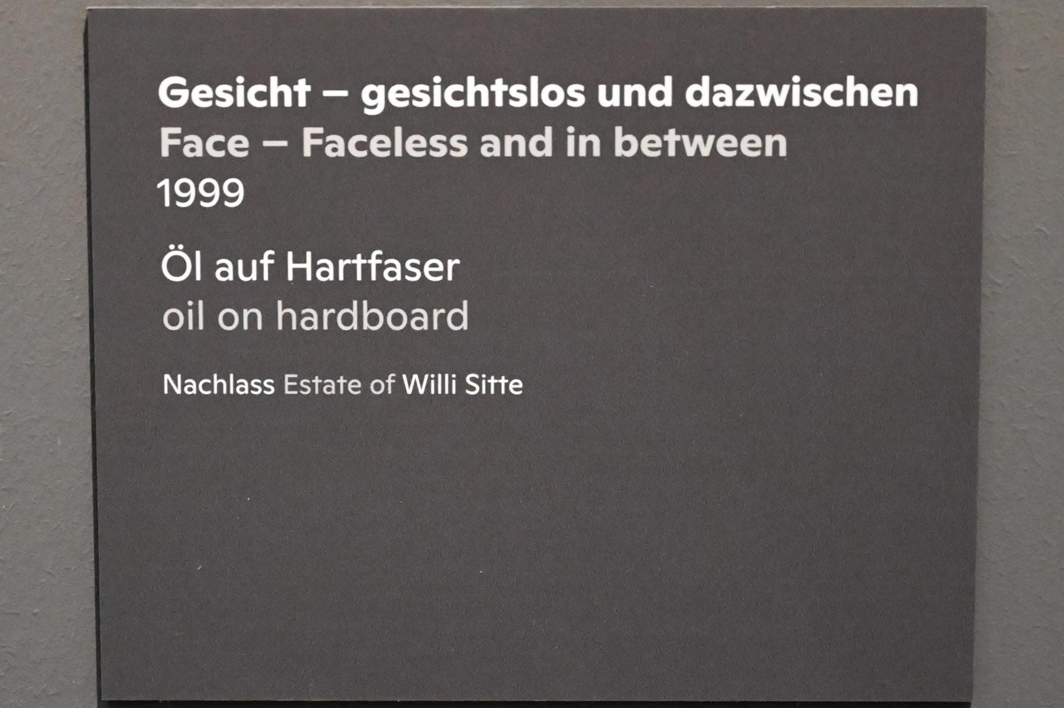 Willi Sitte (1938–2002), Gesicht - gesichtslos und dazwischen, Halle (Saale), Kunstmuseum Moritzburg, Ausstellung "Sittes Welt" vom 03.10.2021 - 06.02.2022, Saal 16, 1999, Bild 2/2